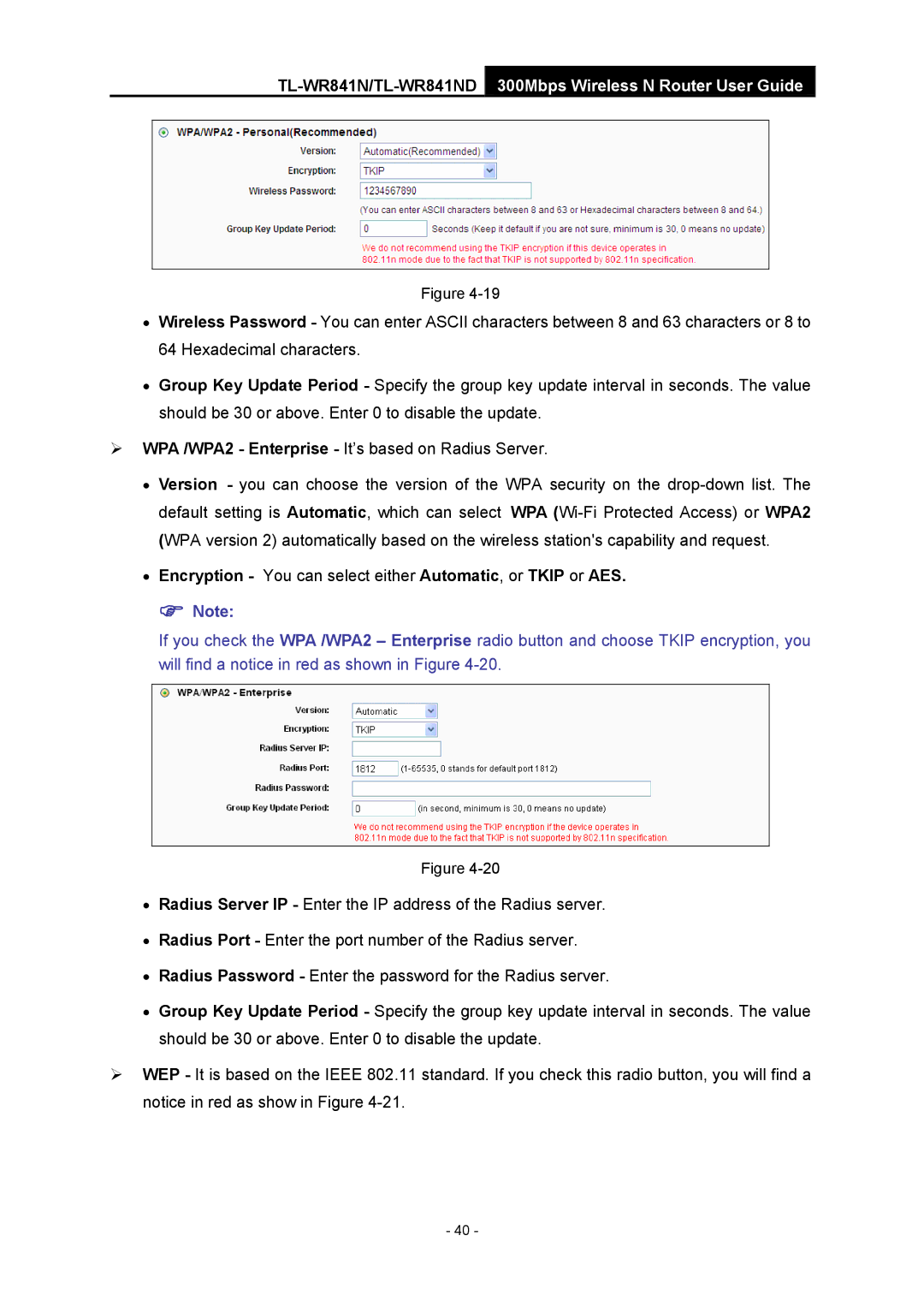 TP-Link 4.1.1 1910011002 manual Encryption You can select either Automatic, or Tkip or AES 