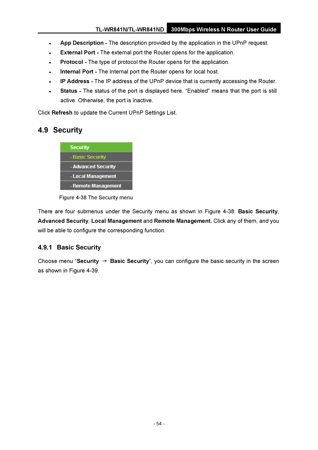 TP-Link 4.1.1 1910011002 manual Basic Security 