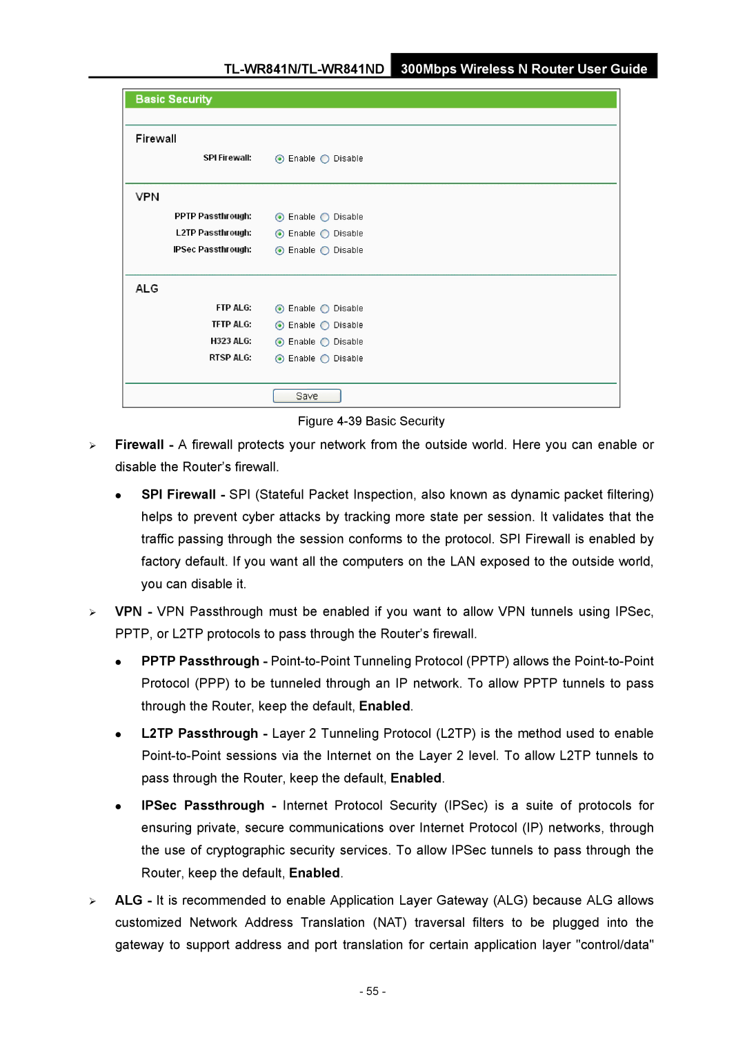 TP-Link 4.1.1 1910011002 manual Basic Security 