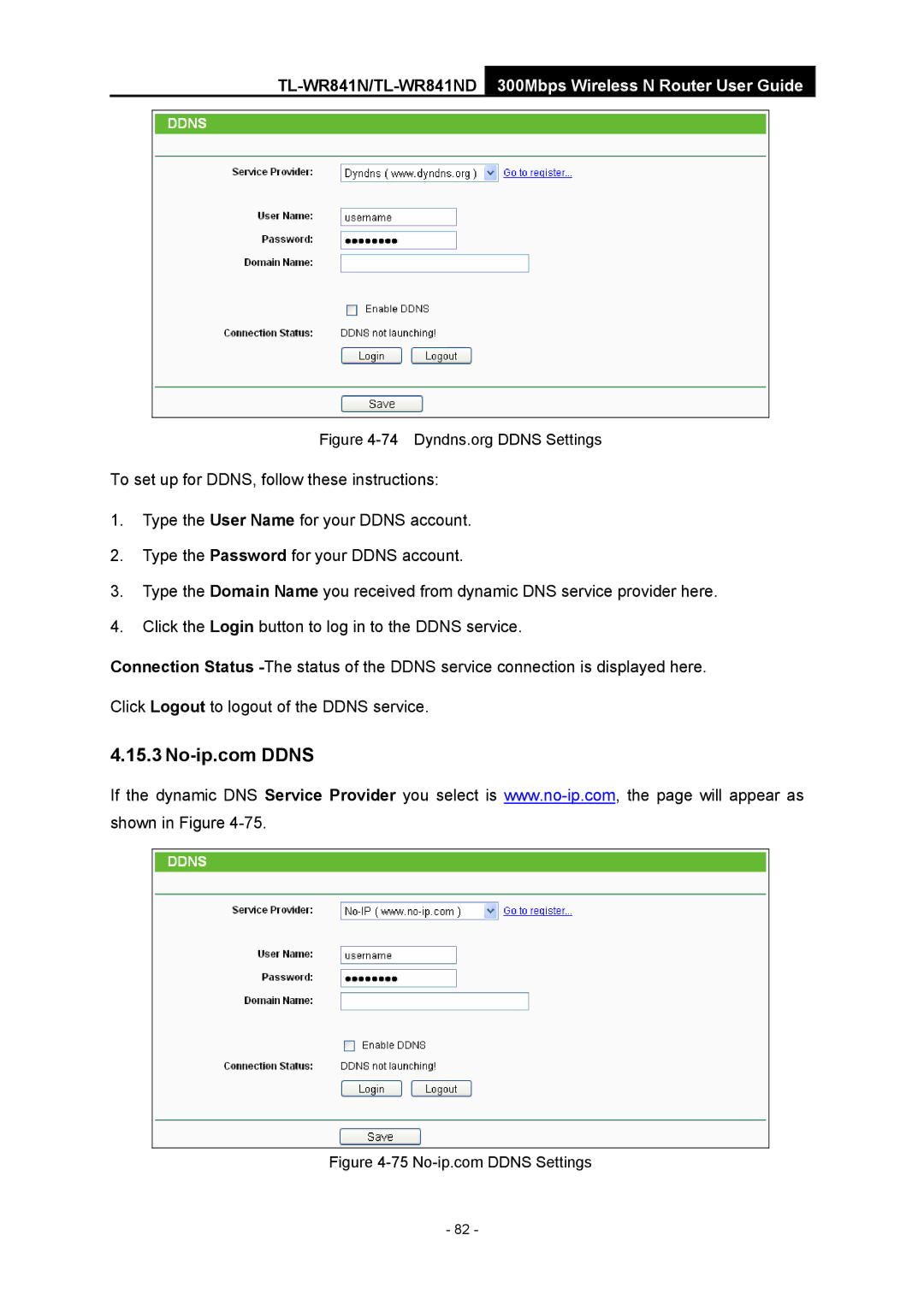 TP-Link 4.1.1 1910011002 manual Dyndns.org Ddns Settings 