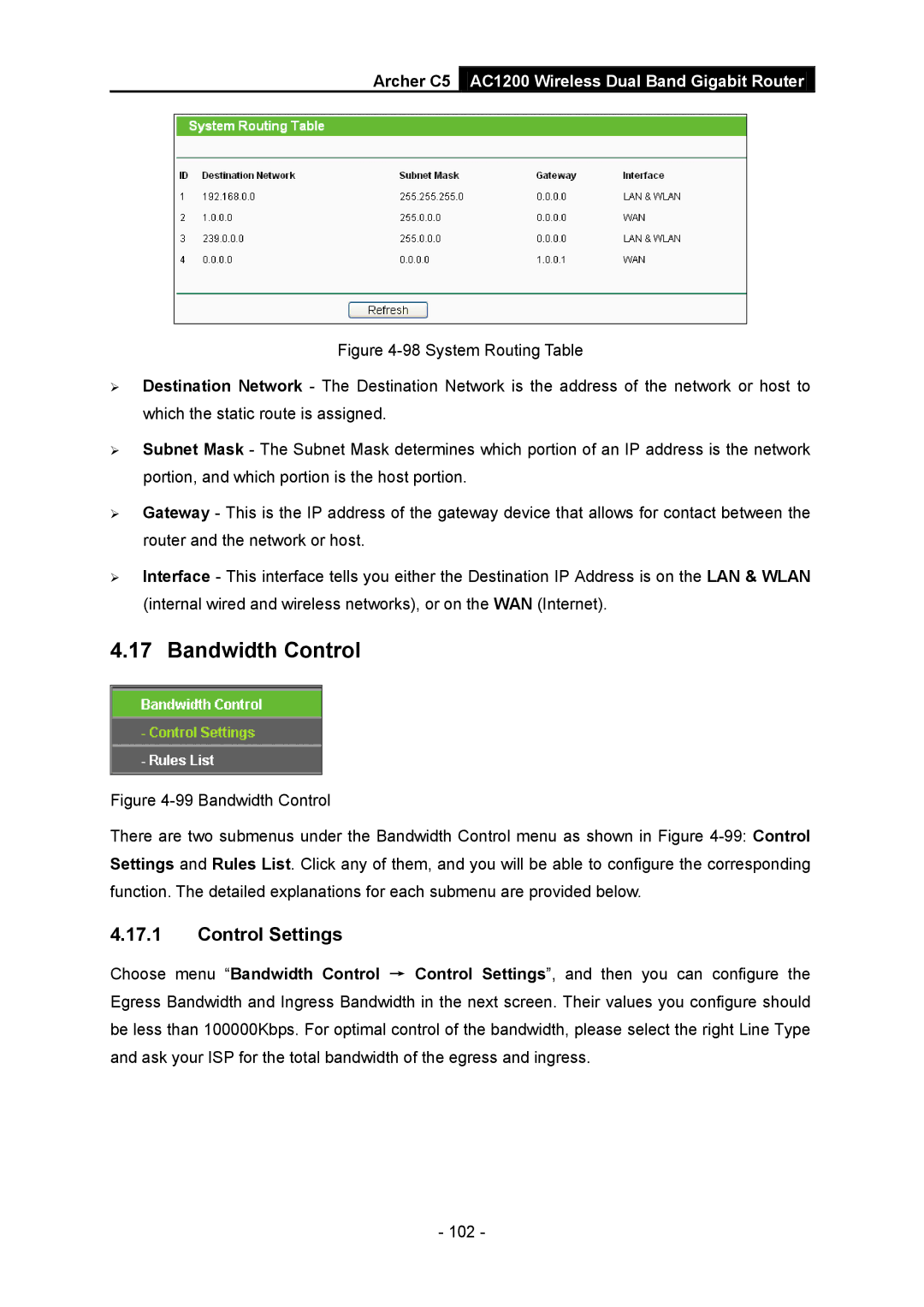 TP-Link AC1200 manual Bandwidth Control, Control Settings 