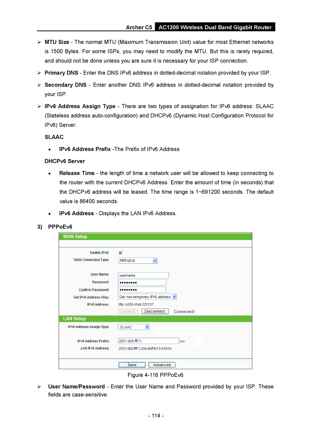 TP-Link AC1200 manual PPPoEv6 