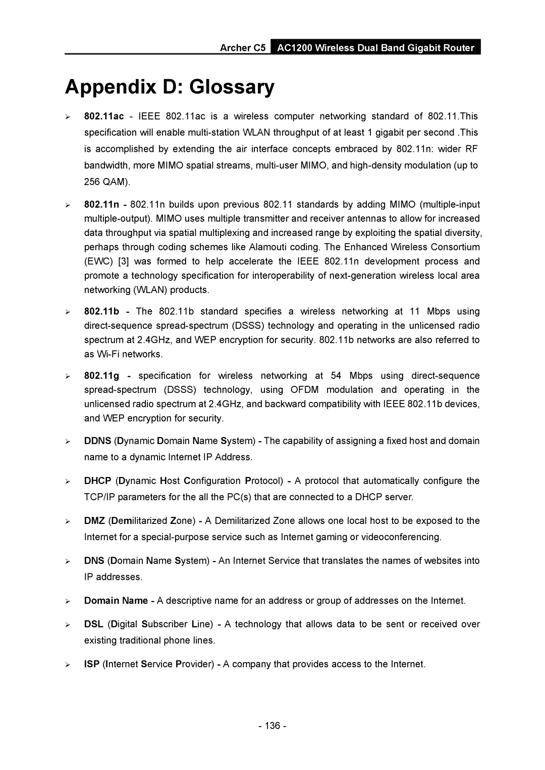 TP-Link AC1200 manual Appendix D Glossary 