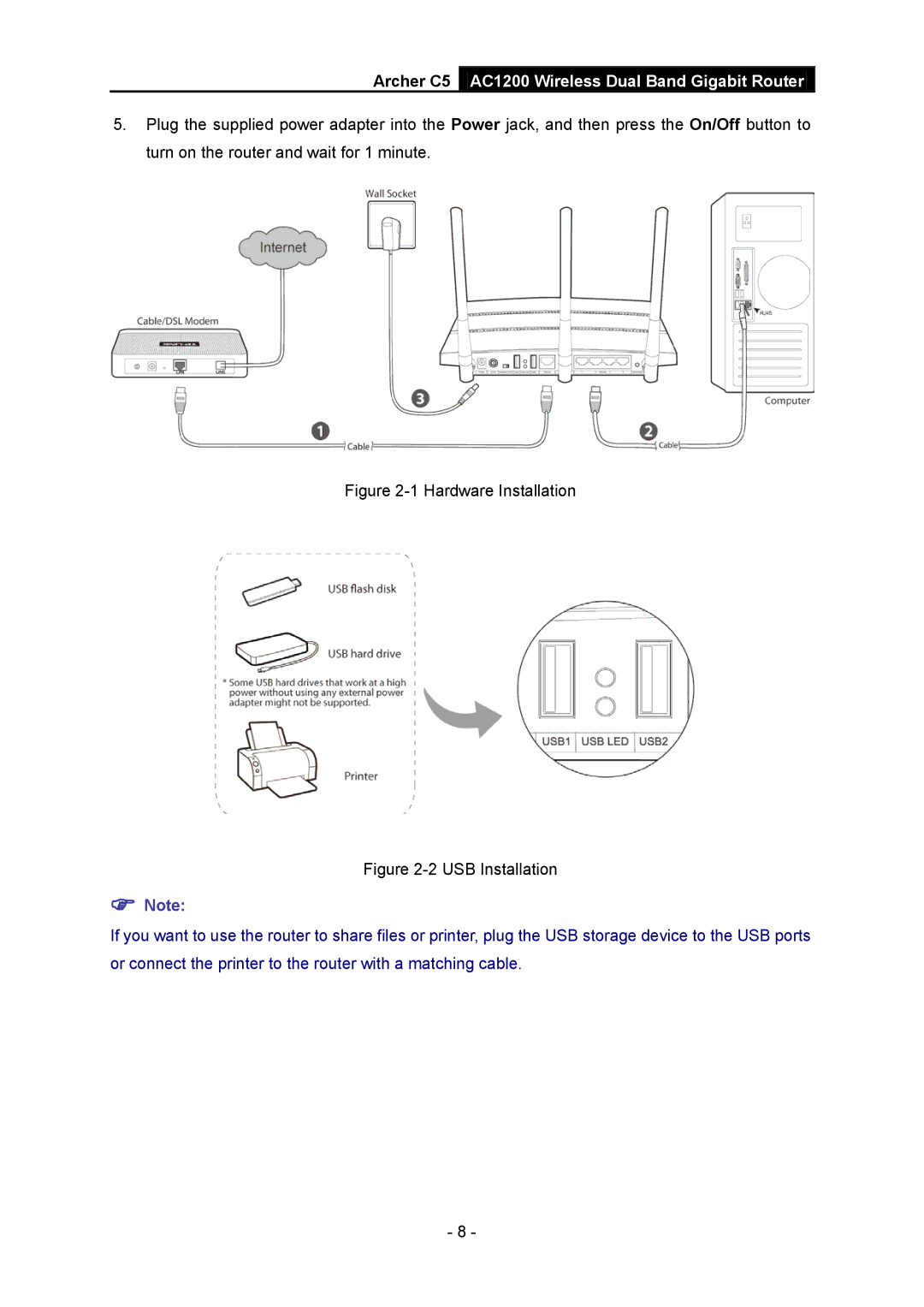 TP-Link AC1200 manual Hardware Installation 