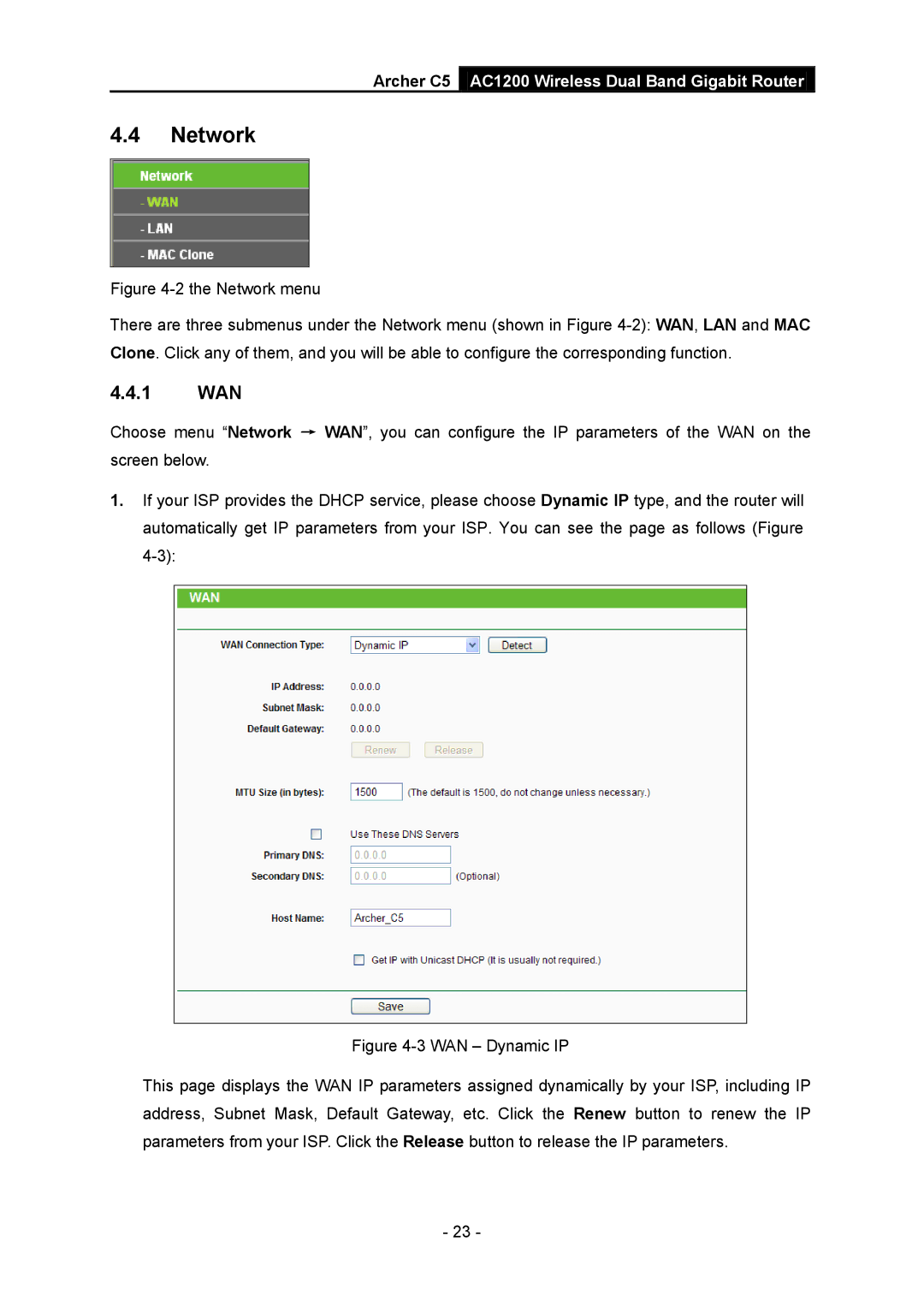 TP-Link AC1200 manual Network, 1 WAN 