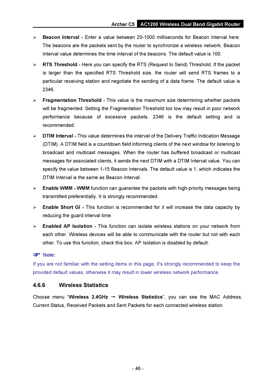 TP-Link AC1200 manual Wireless Statistics 