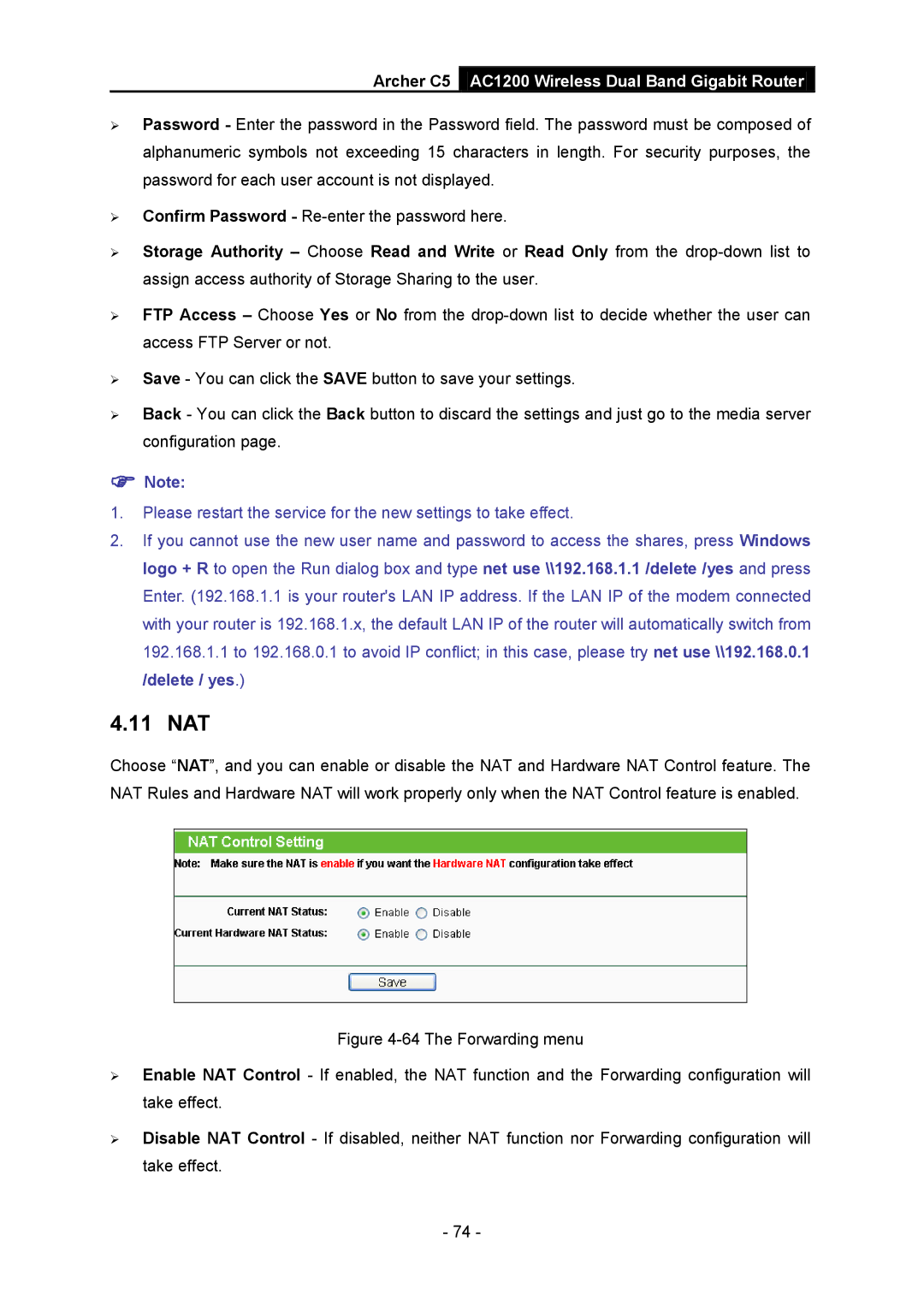 TP-Link AC1200 manual 11 NAT 