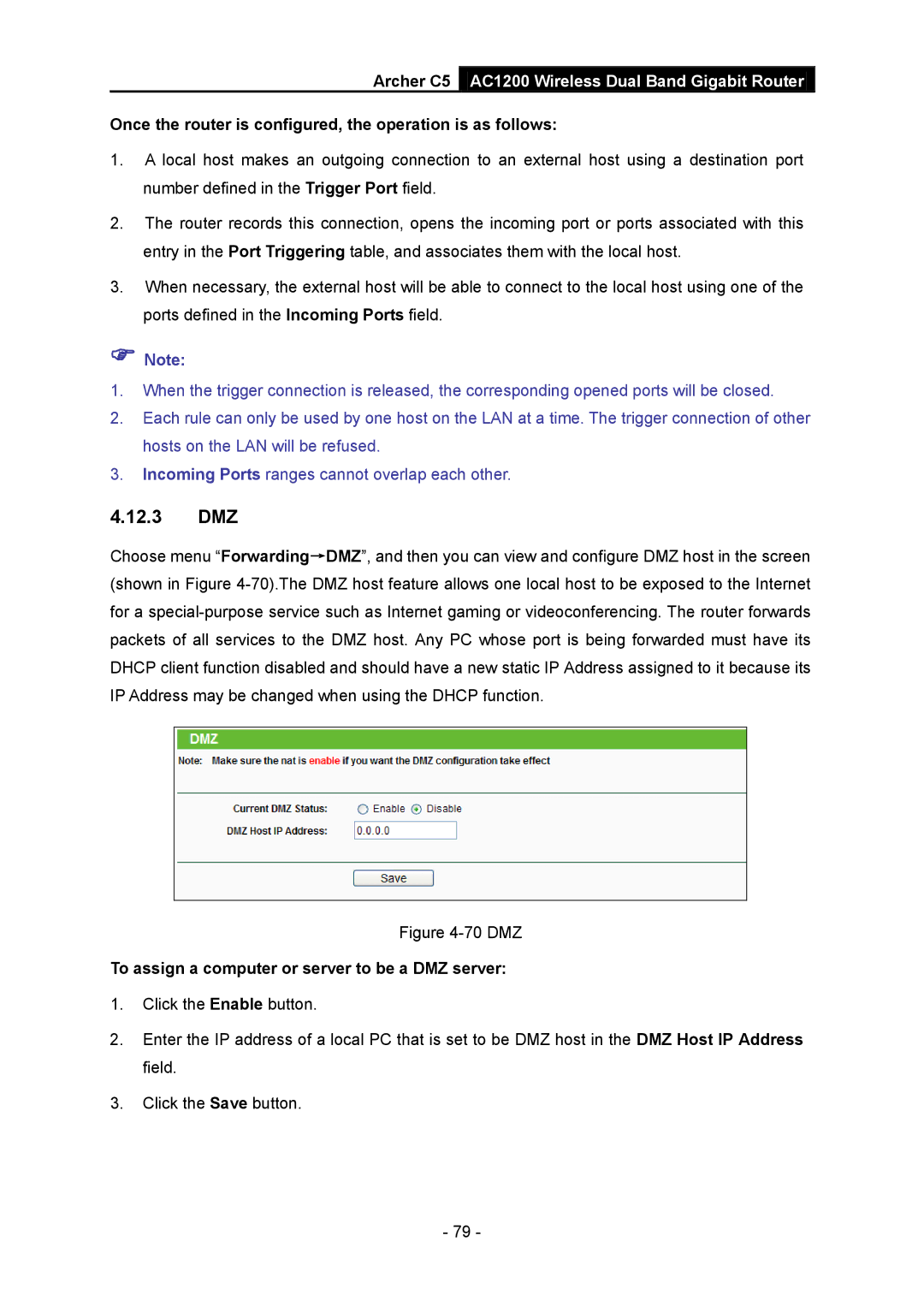 TP-Link AC1200 manual 12.3 DMZ, Once the router is configured, the operation is as follows 