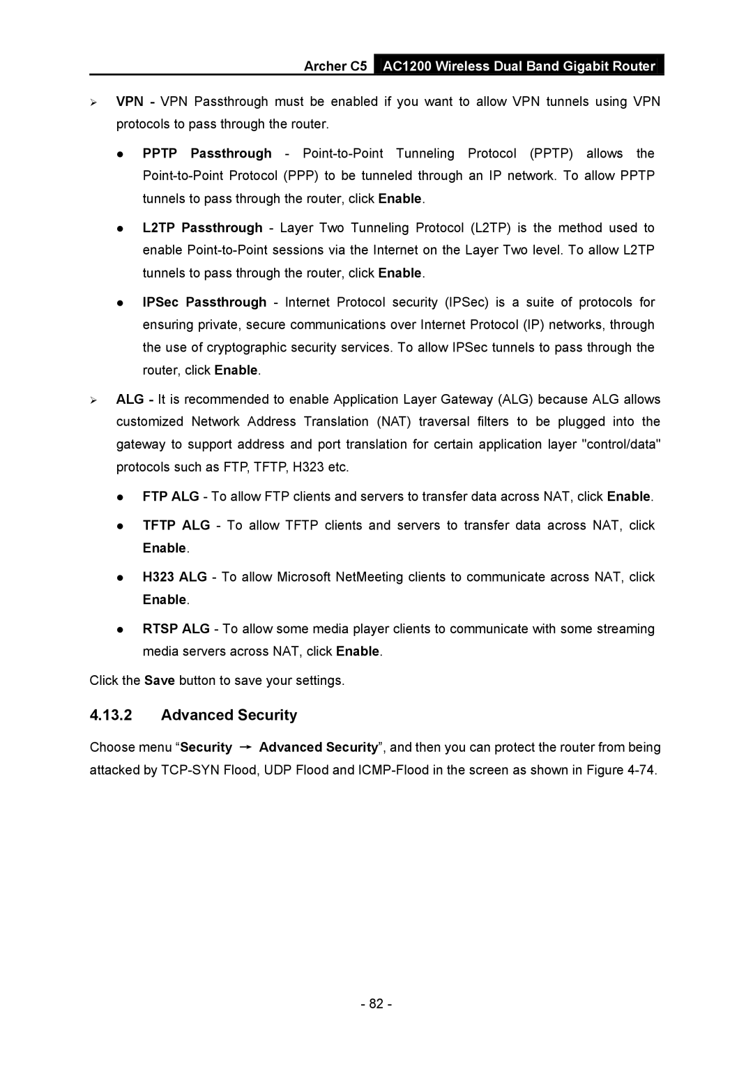 TP-Link AC1200 manual Advanced Security 