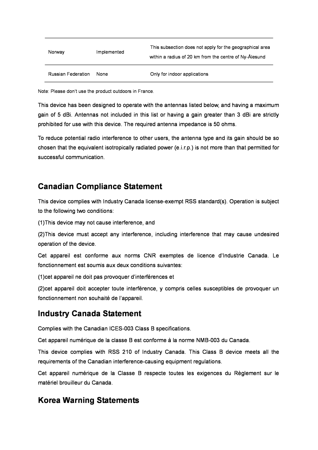 TP-Link AC1200 manual Canadian Compliance Statement, Industry Canada Statement, Korea Warning Statements 