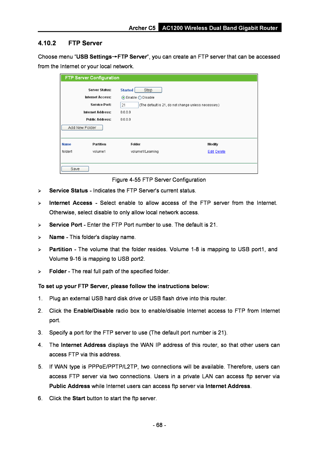 TP-Link AC1200 manual To set up your FTP Server, please follow the instructions below 