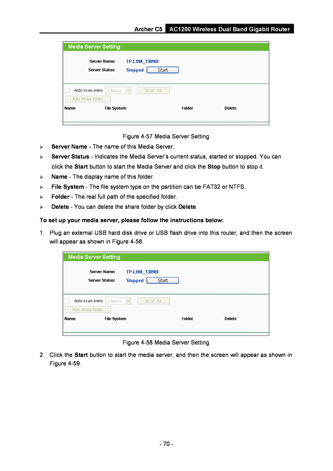 TP-Link AC1200 manual To set up your media server, please follow the instructions below 