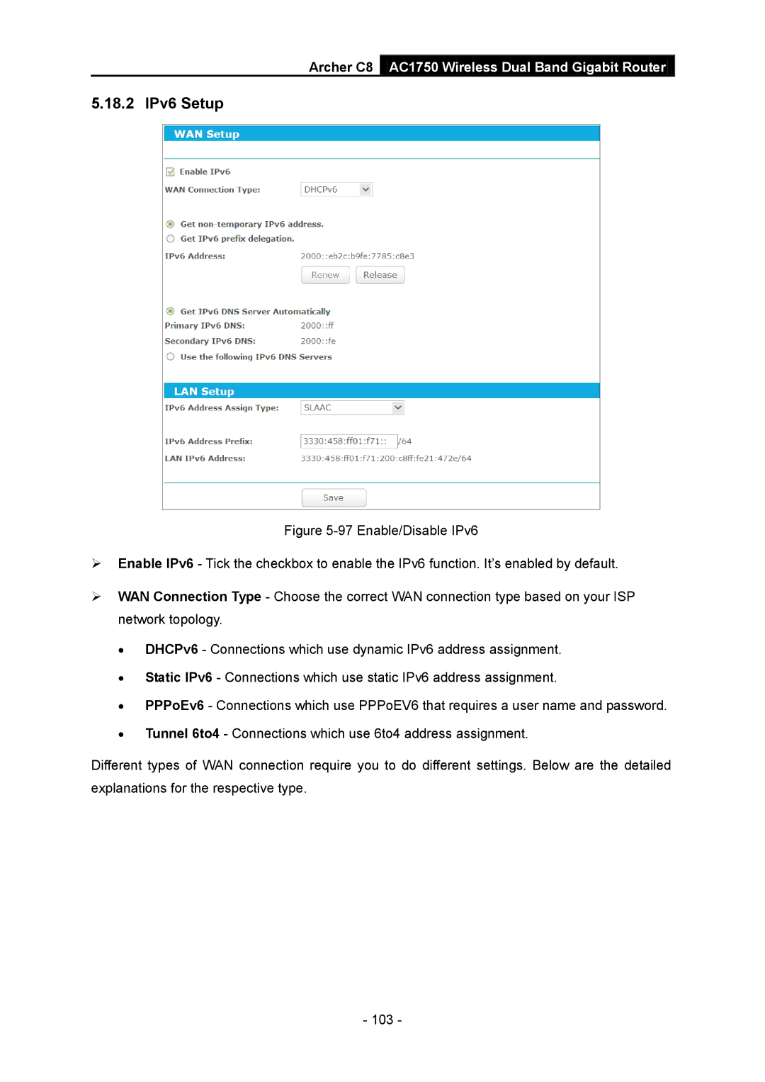 TP-Link AC1750 manual 18.2 IPv6 Setup 