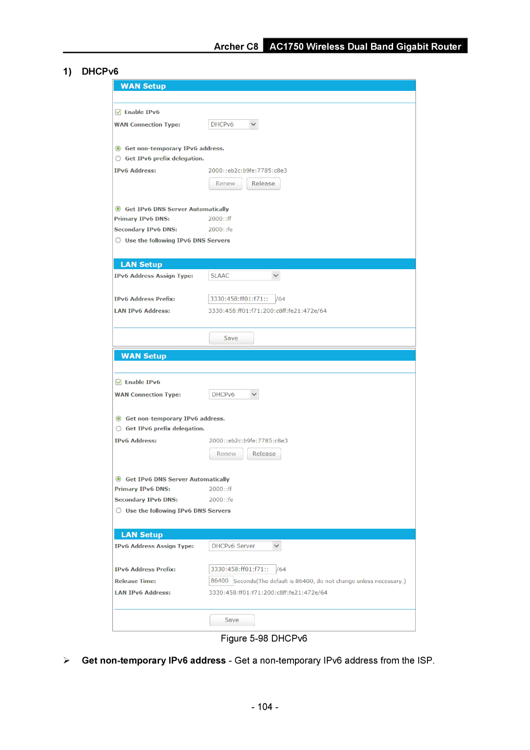 TP-Link AC1750 manual DHCPv6 