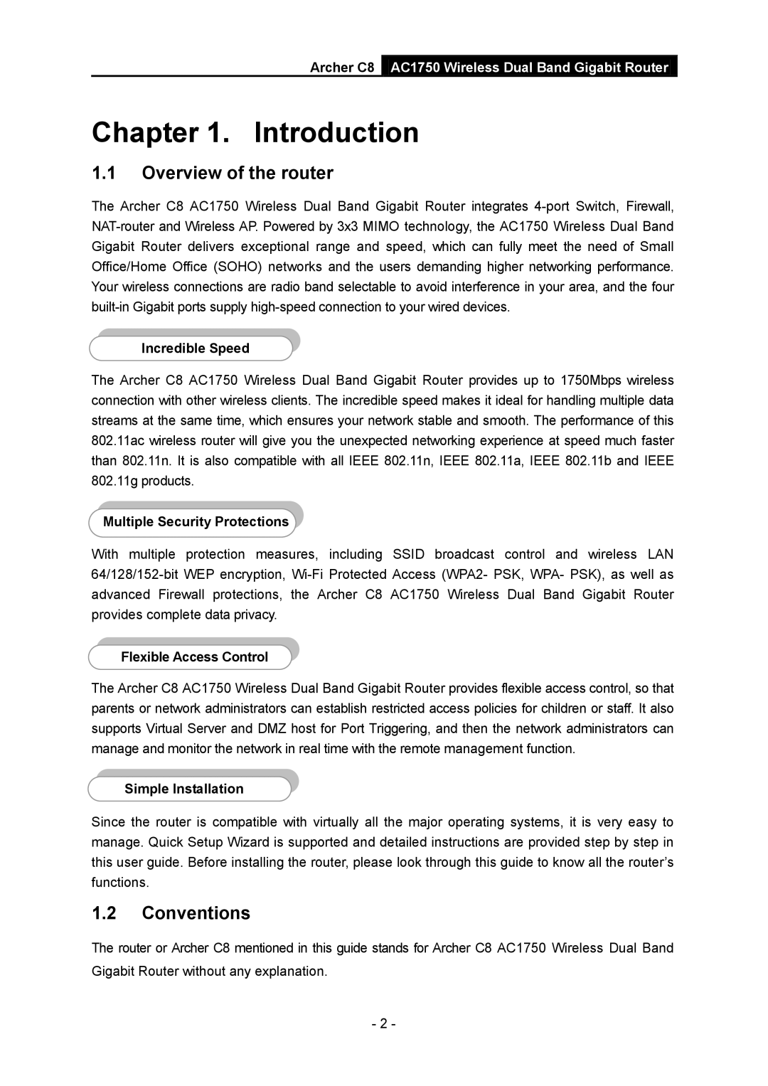 TP-Link AC1750 manual Overview of the router, Conventions 