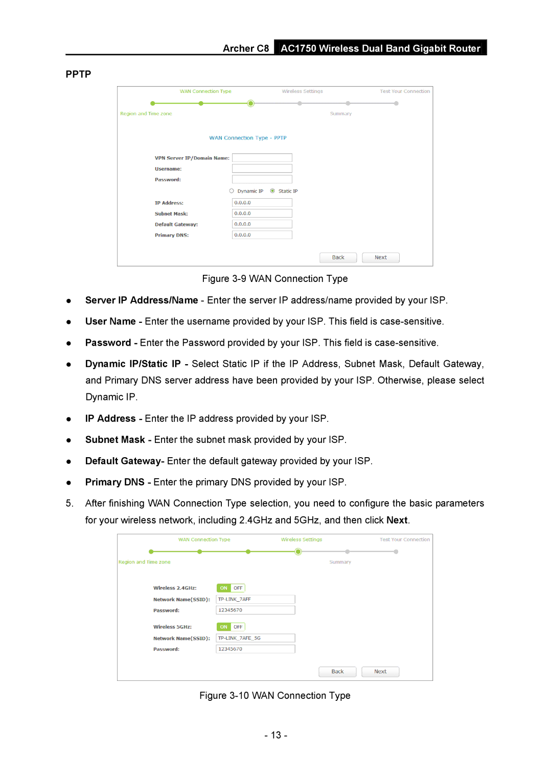 TP-Link AC1750 manual Pptp 