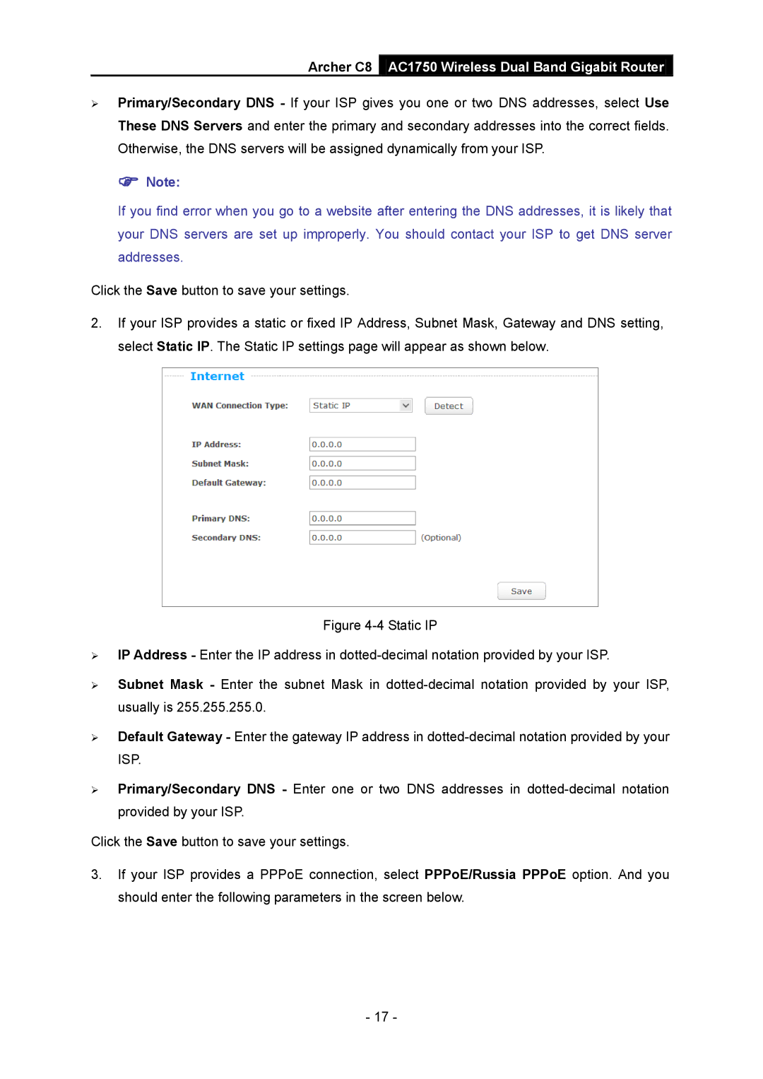 TP-Link AC1750 manual  Note 