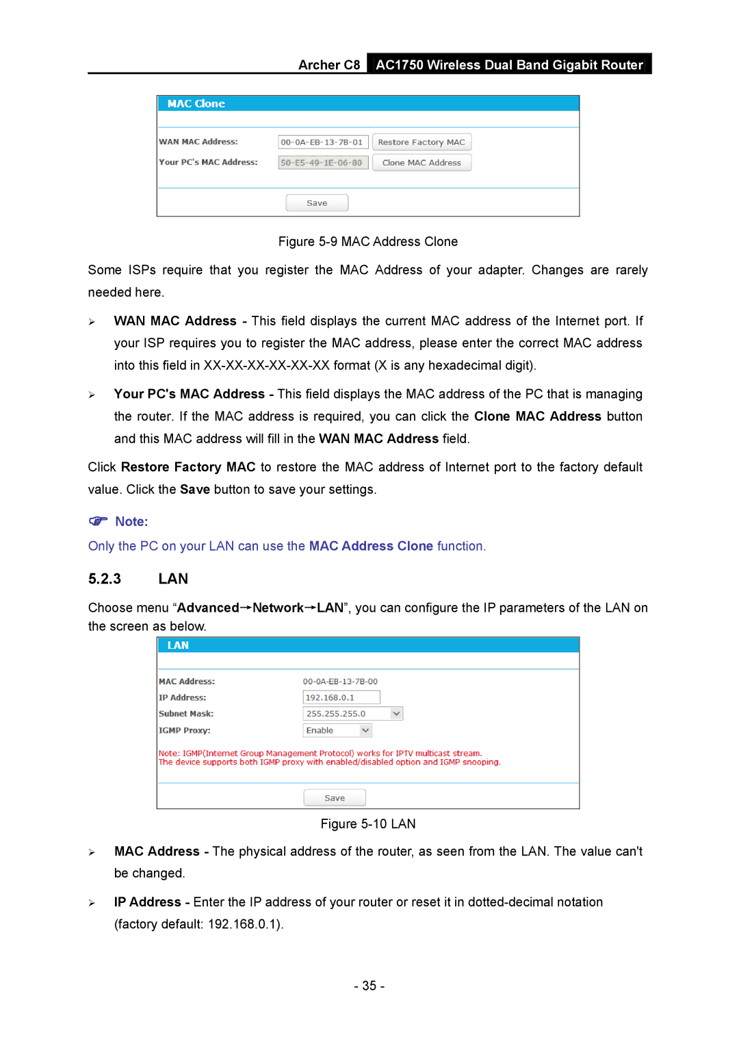 TP-Link AC1750 manual 3 LAN 