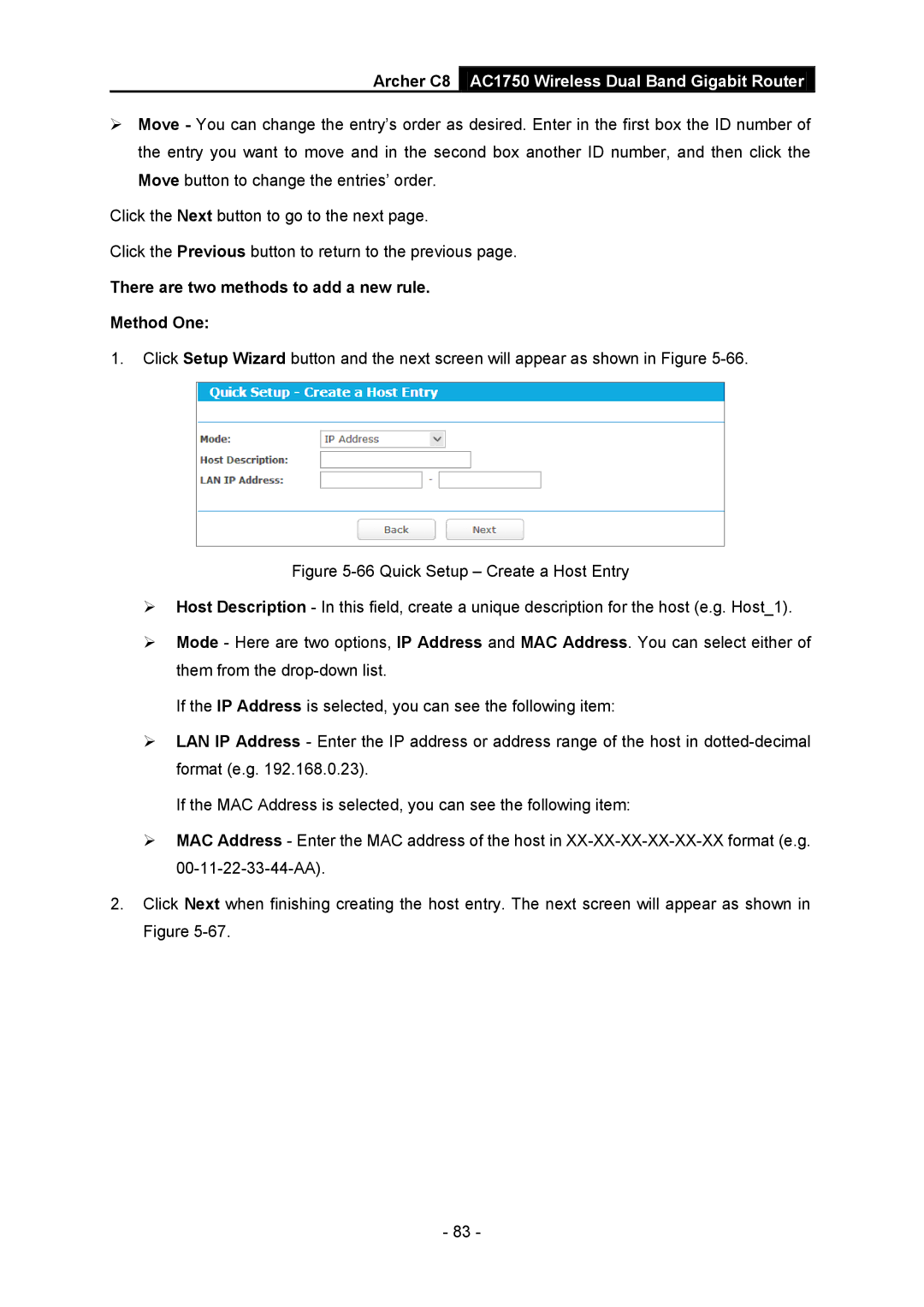 TP-Link AC1750 manual There are two methods to add a new rule Method One 