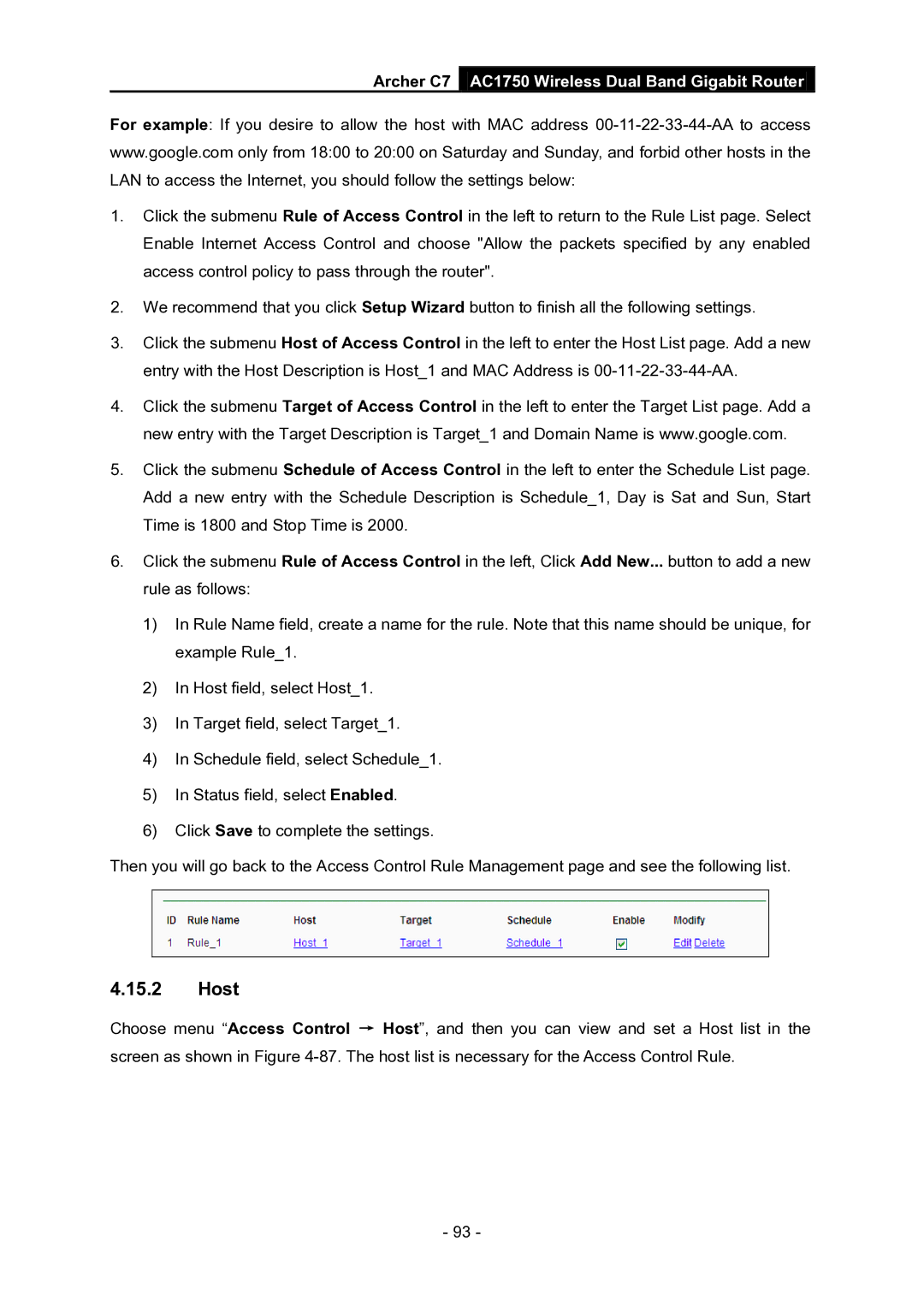 TP-Link AC1750 manual Host 