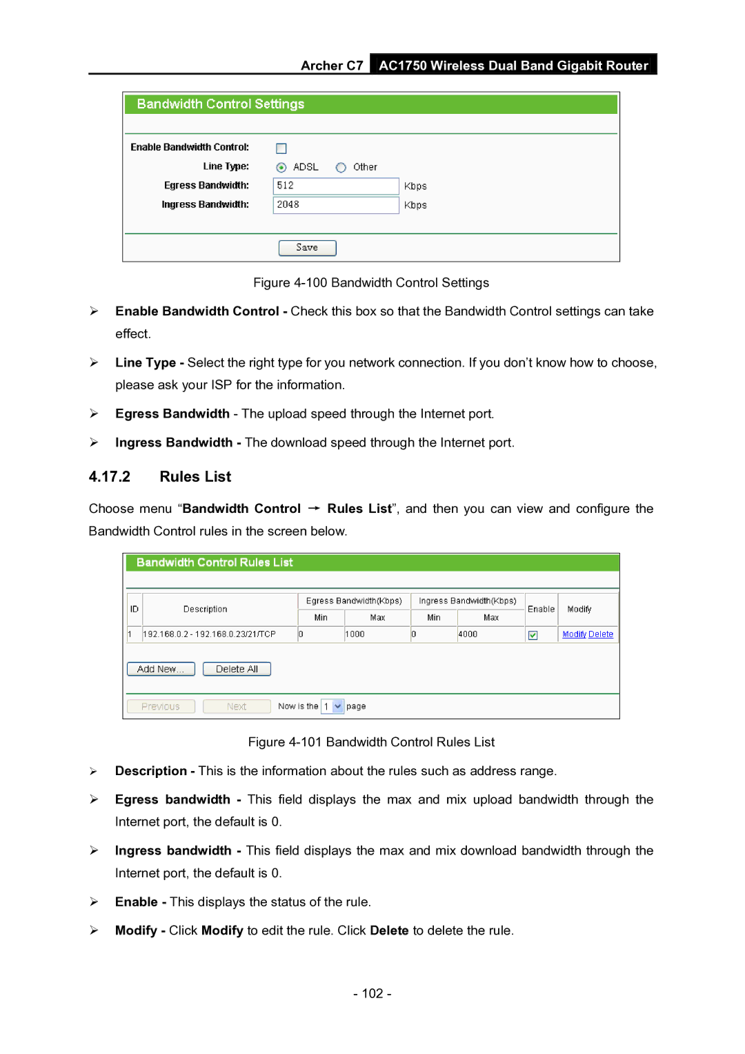 TP-Link AC1750 manual Rules List 