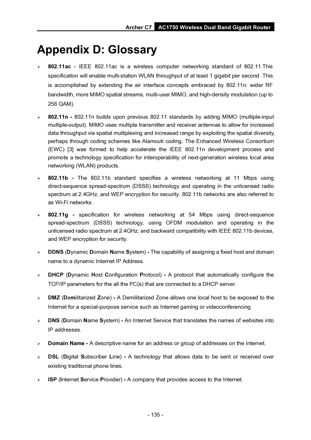 TP-Link AC1750 manual Appendix D Glossary 