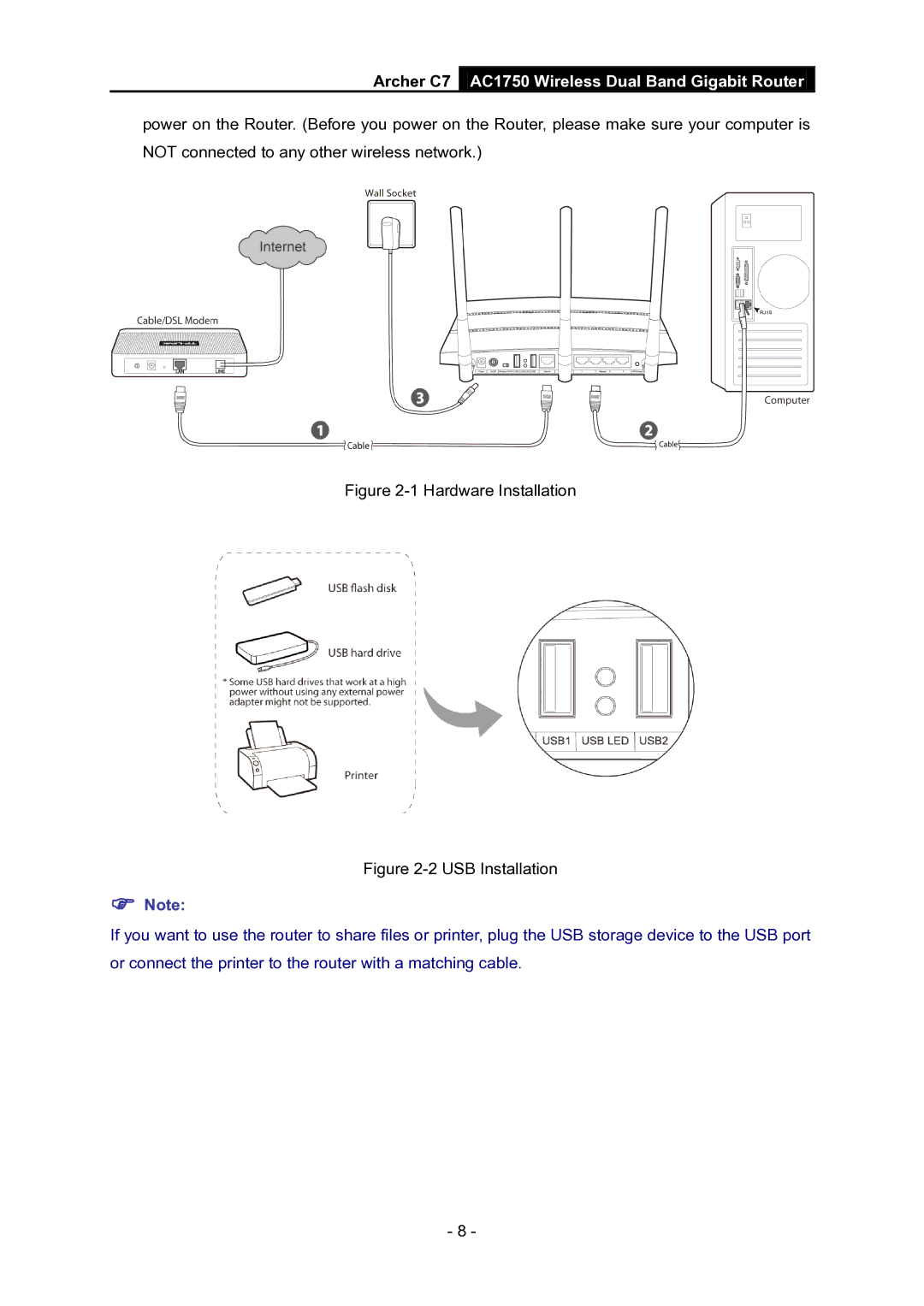 TP-Link AC1750 manual Hardware Installation 