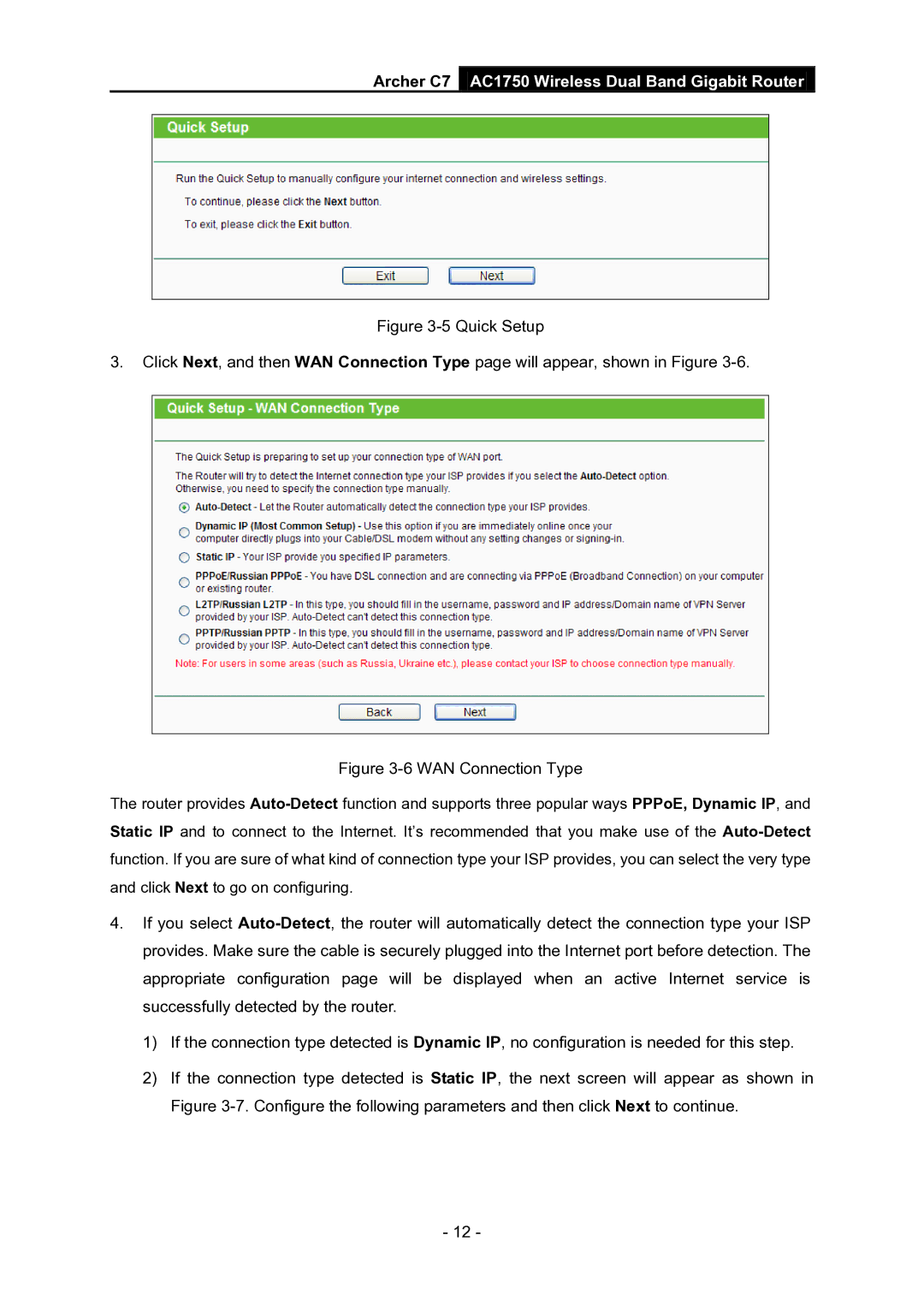 TP-Link AC1750 manual WAN Connection Type 