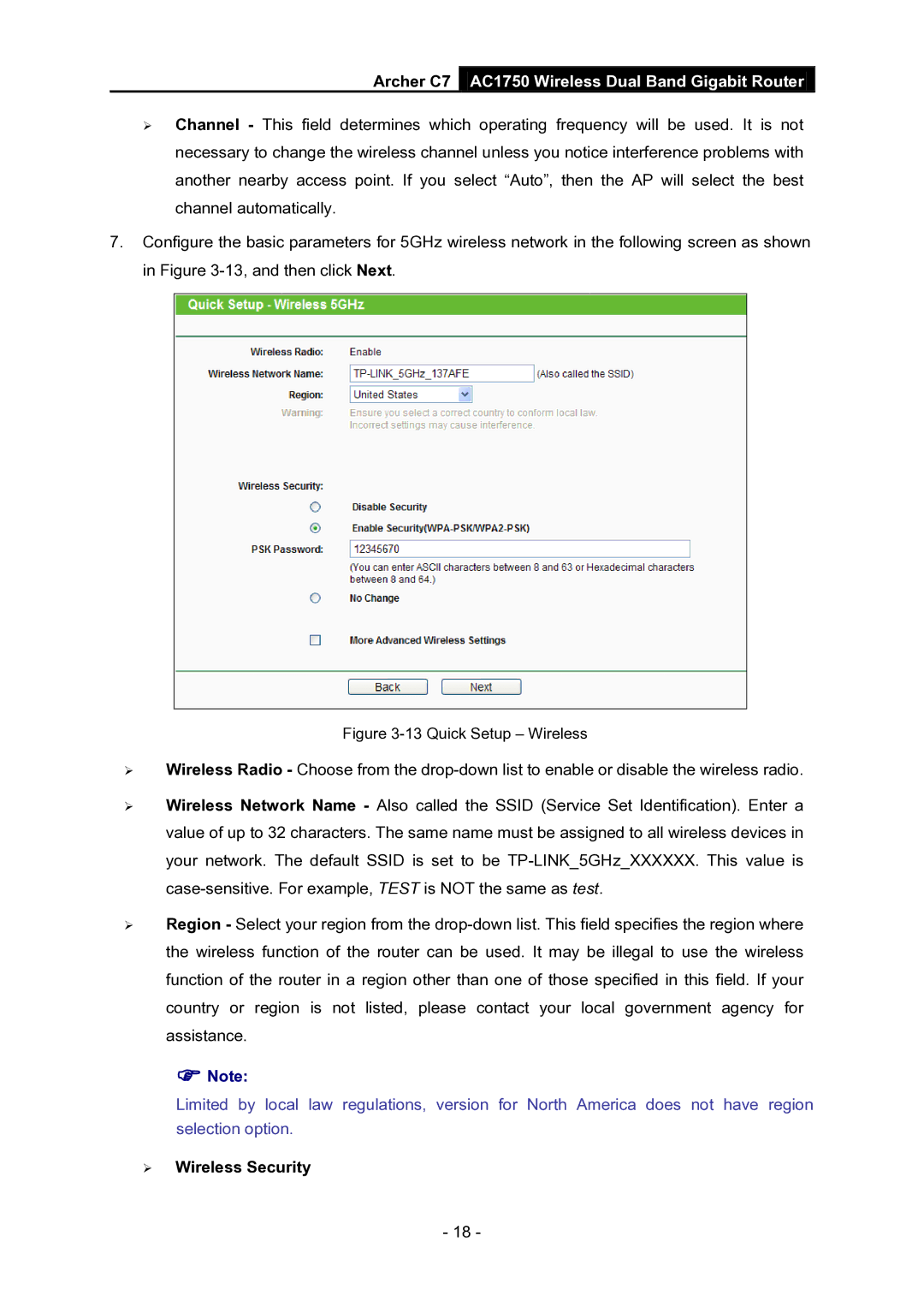 TP-Link AC1750 manual Quick Setup Wireless 