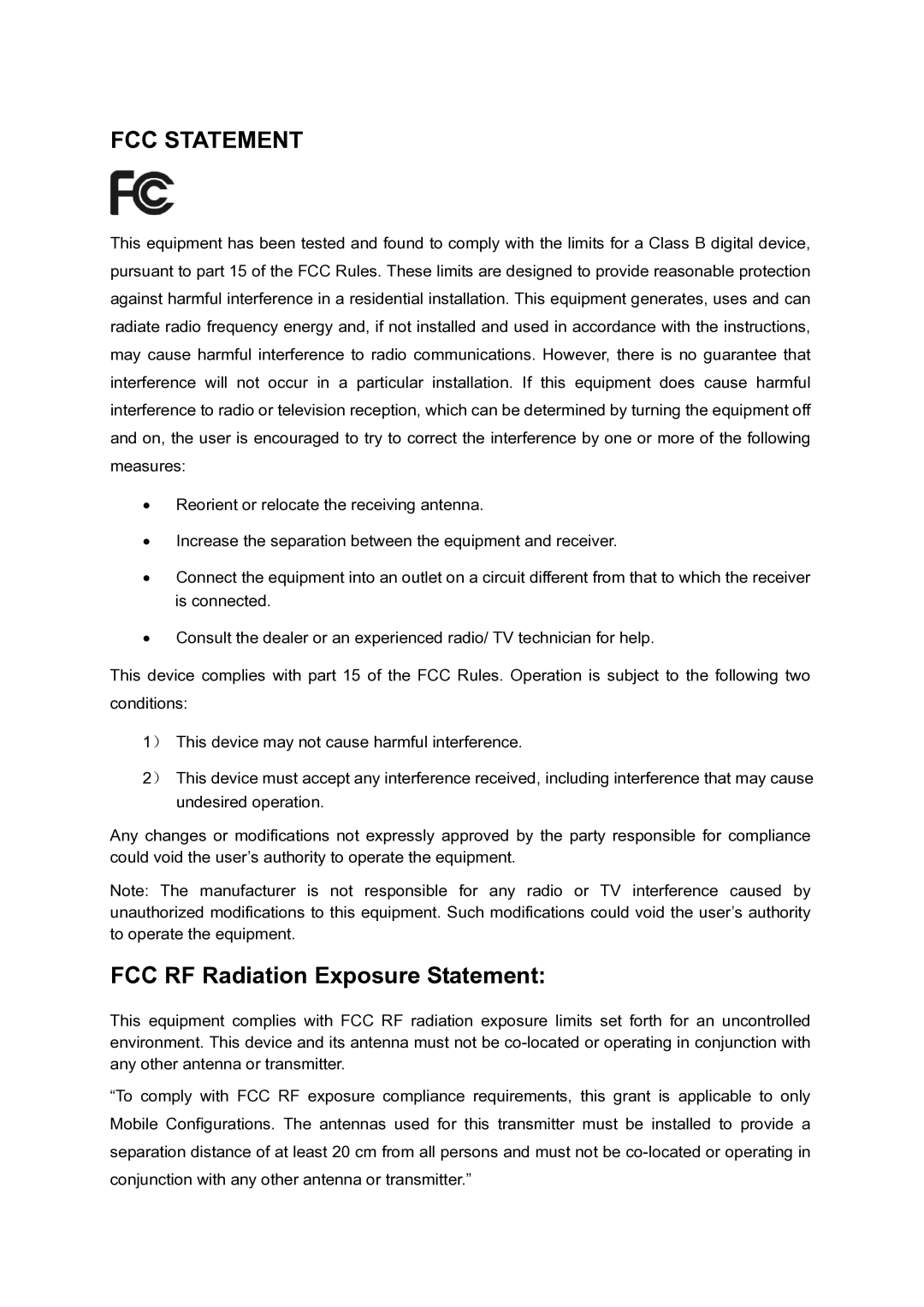 TP-Link AC1750 manual FCC Statement 