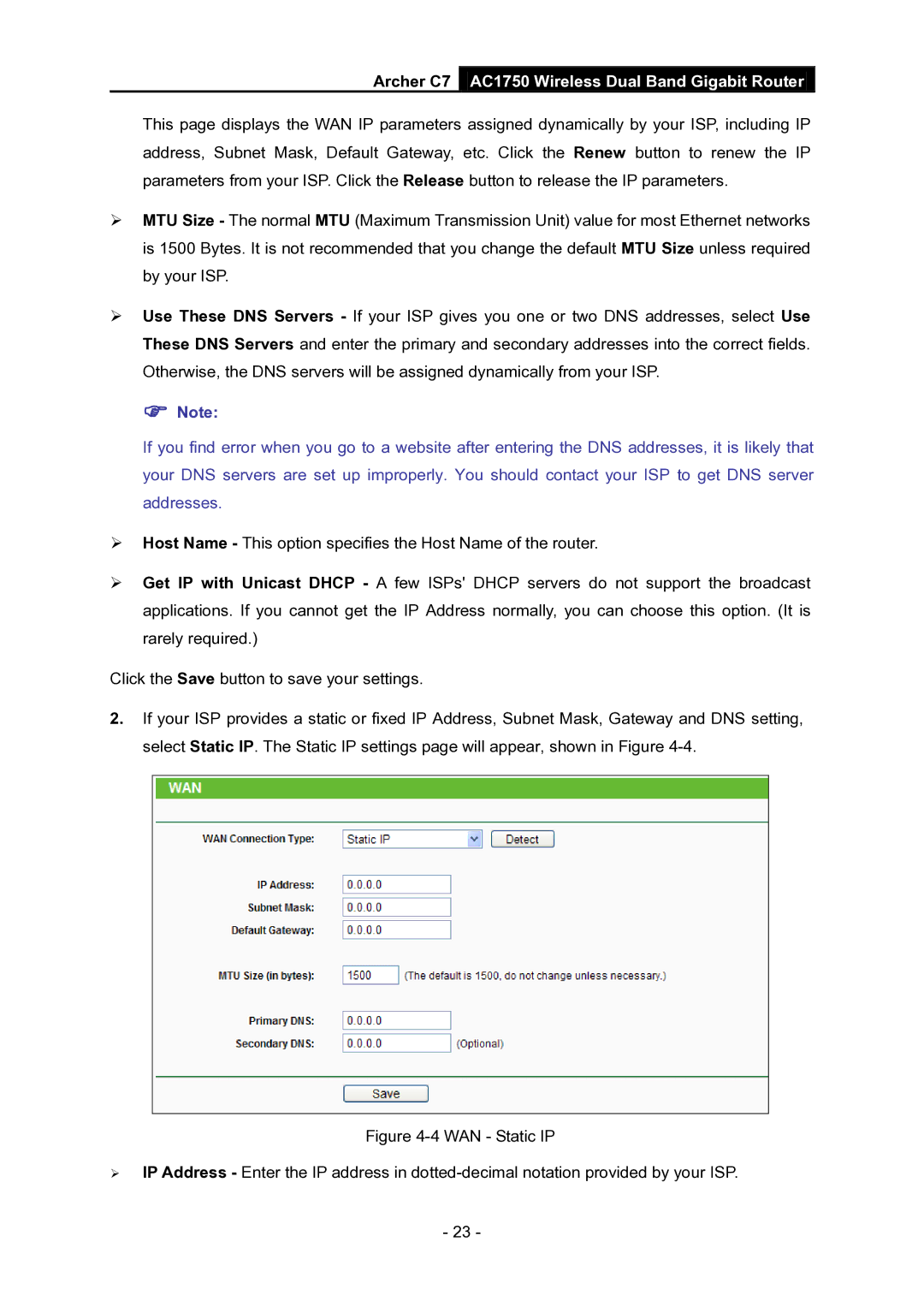 TP-Link AC1750 manual  Note 