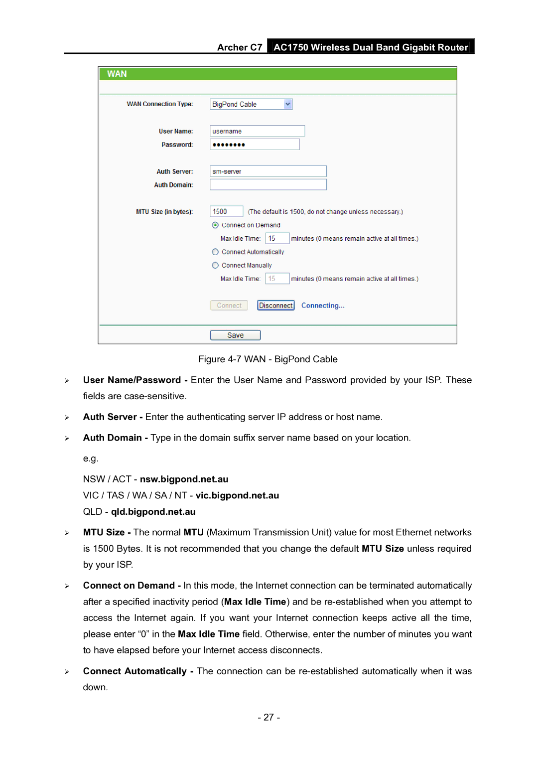 TP-Link AC1750 manual NSW / ACT nsw.bigpond.net.au 