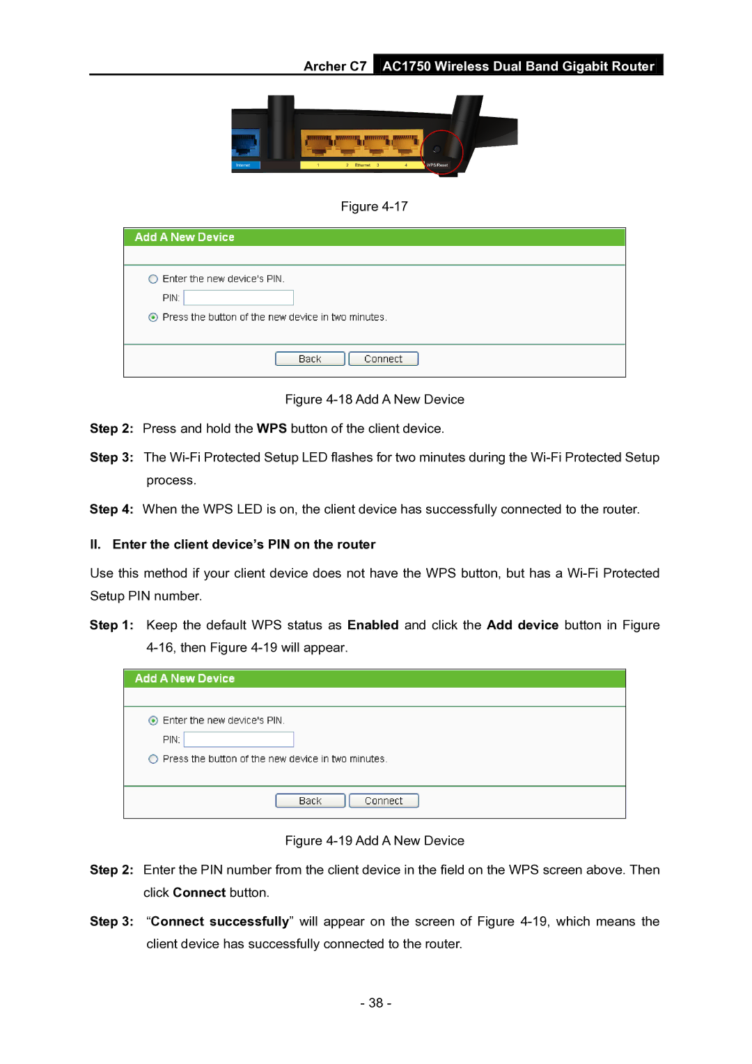 TP-Link AC1750 manual II. Enter the client device’s PIN on the router 