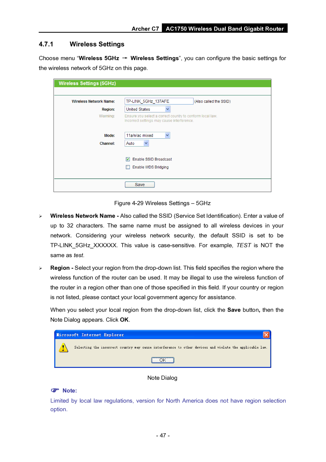 TP-Link AC1750 manual Wireless Settings 