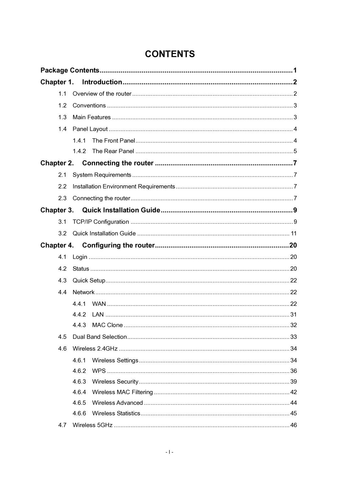 TP-Link AC1750 manual Contents 