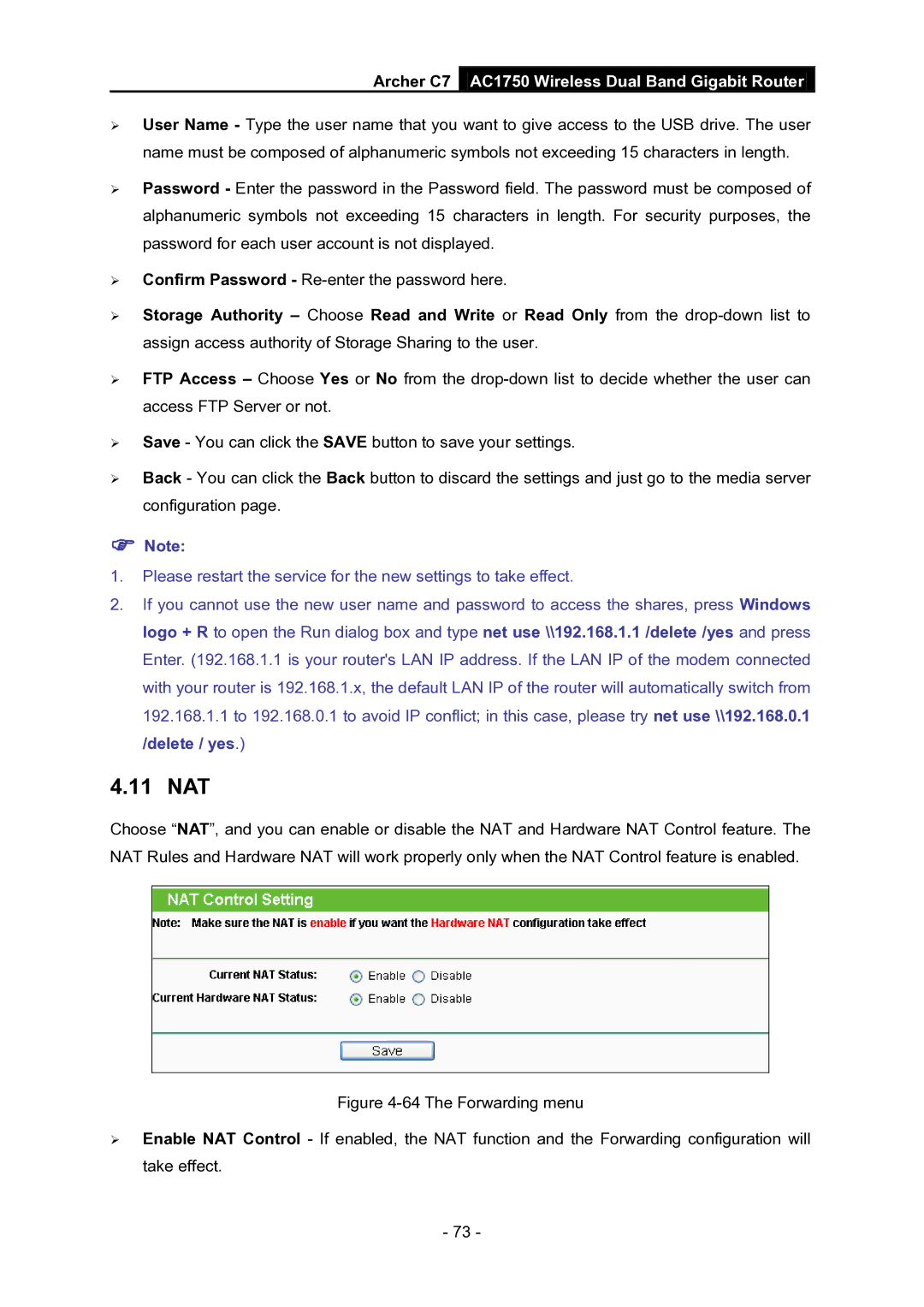 TP-Link AC1750 manual 11 NAT 