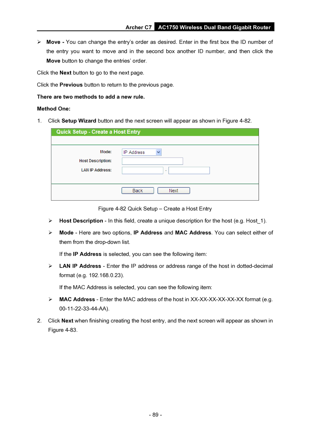 TP-Link AC1750 manual There are two methods to add a new rule Method One 