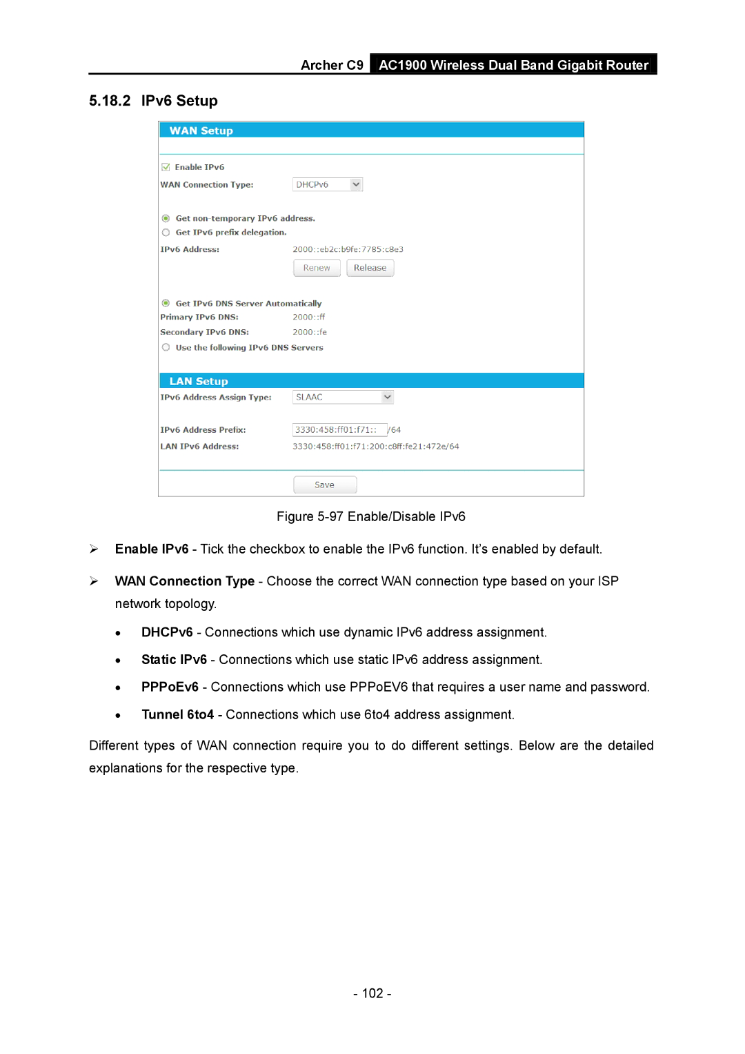 TP-Link AC1900 manual 18.2 IPv6 Setup 