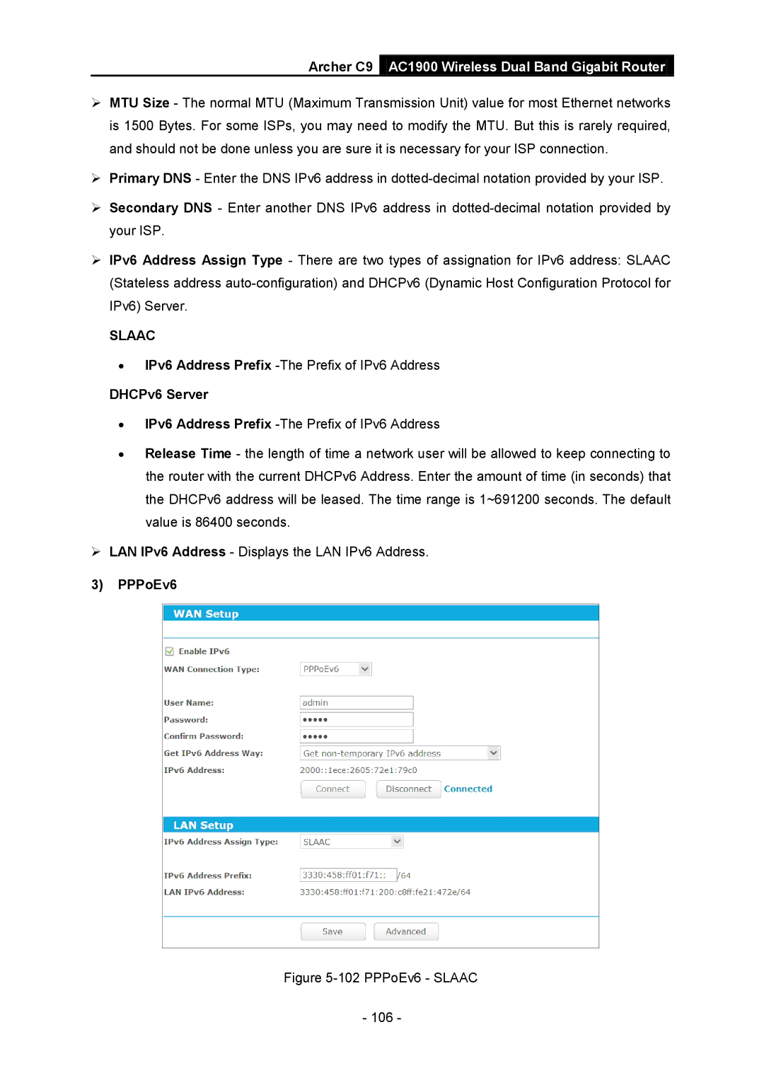 TP-Link AC1900 manual PPPoEv6 Slaac 106 