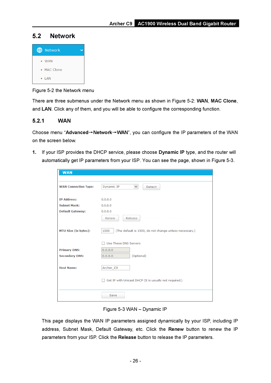 TP-Link AC1900 manual Network, 1 WAN 