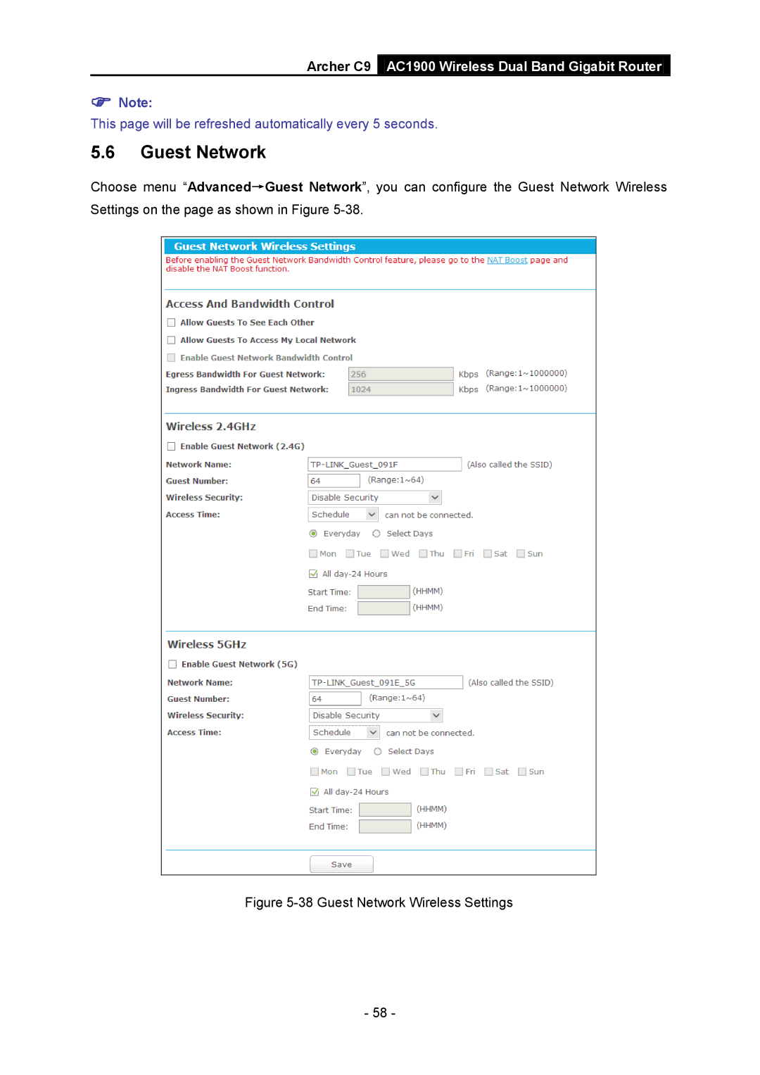 TP-Link AC1900 manual Guest Network Wireless Settings 