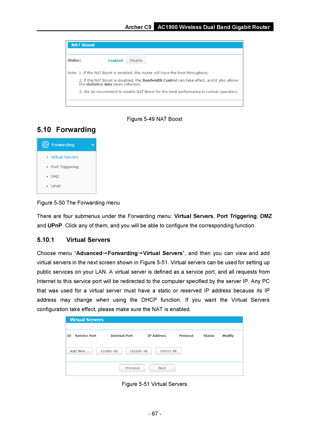 TP-Link AC1900 manual Forwarding, Virtual Servers 