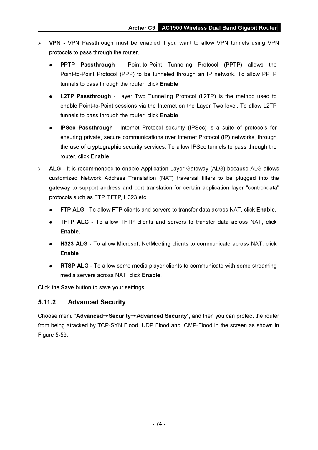 TP-Link AC1900 manual Advanced Security 