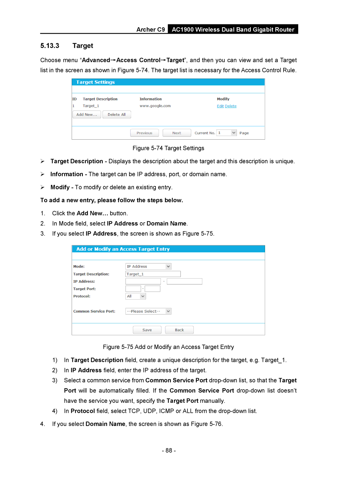 TP-Link AC1900 manual Target 