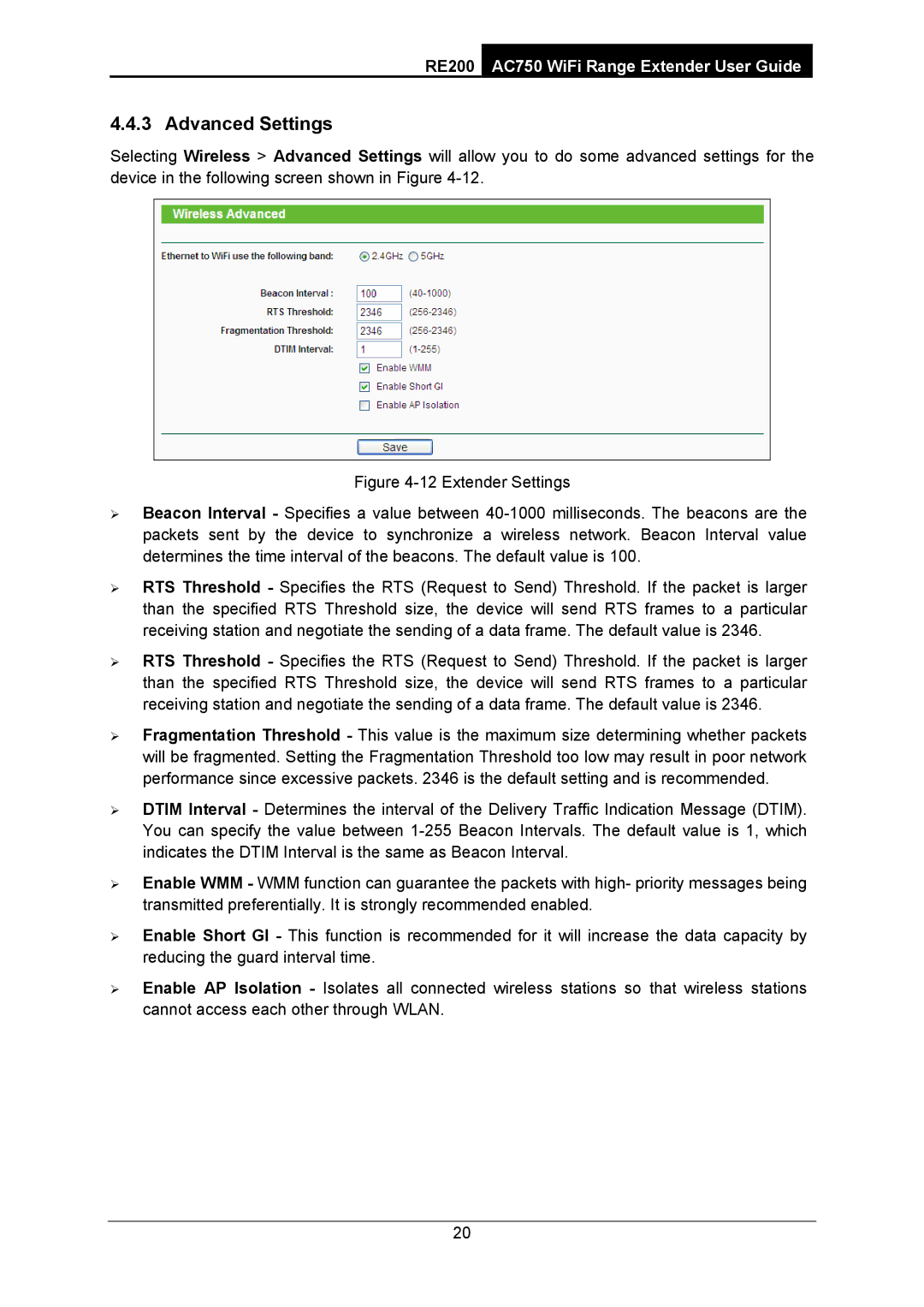 TP-Link AC750 manual Advanced Settings 