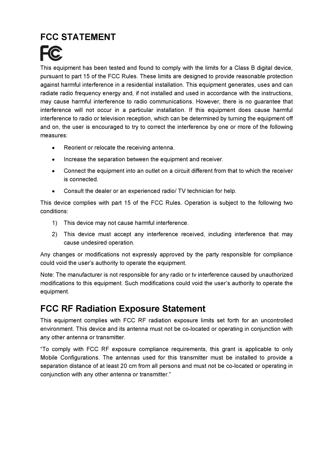 TP-Link AC750 manual FCC Statement 