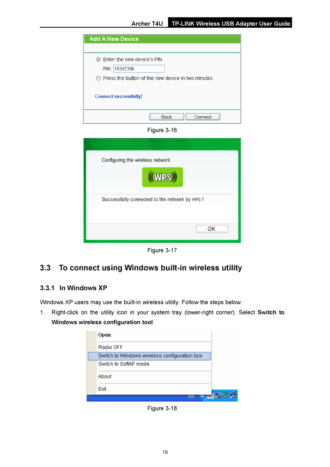 TP-Link Archer T4U manual To connect using Windows built-in wireless utility, Windows XP 