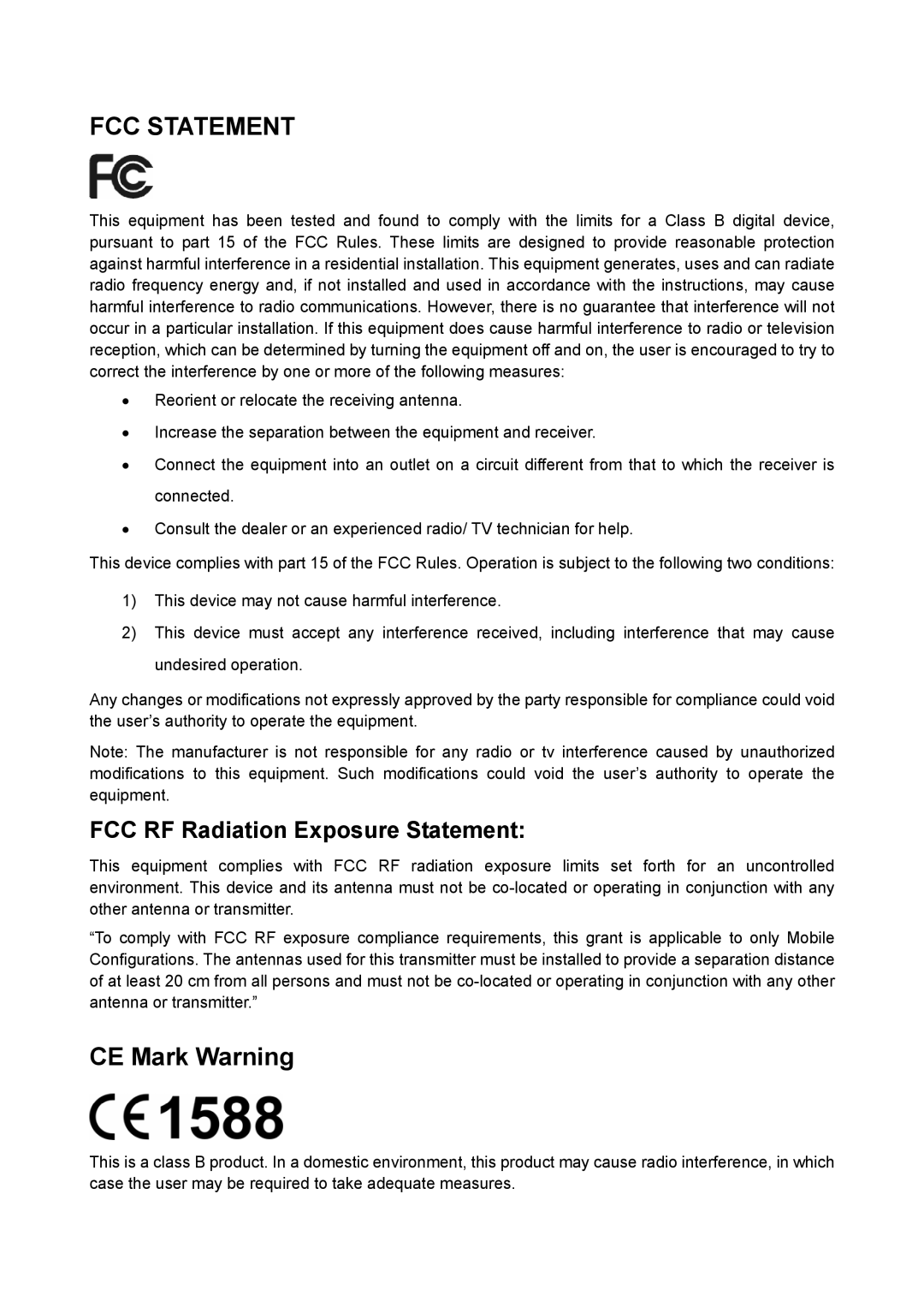 TP-Link AV500, AV200 manual FCC Statement, CE Mark Warning 