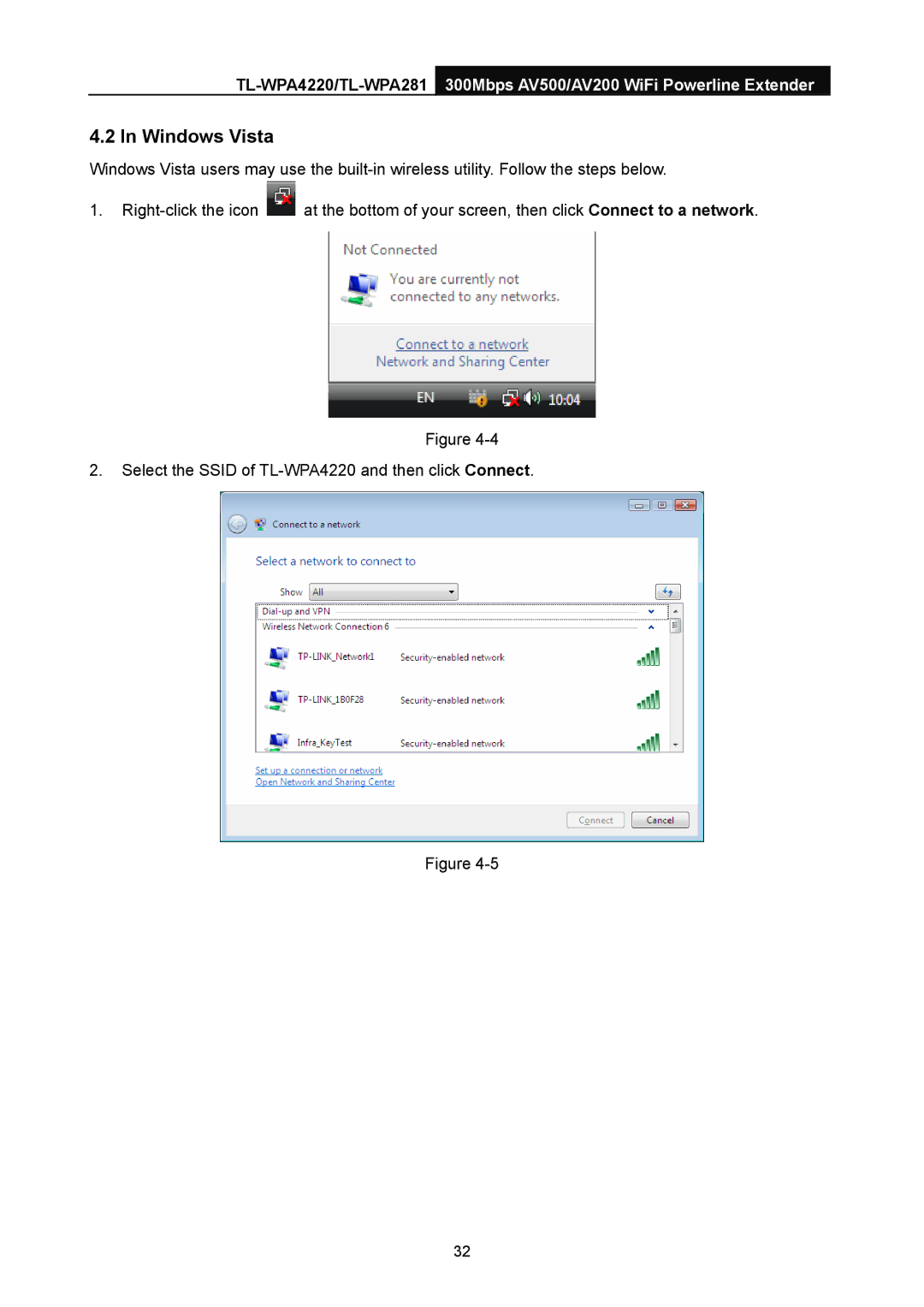 TP-Link AV200, AV500 manual Windows Vista 