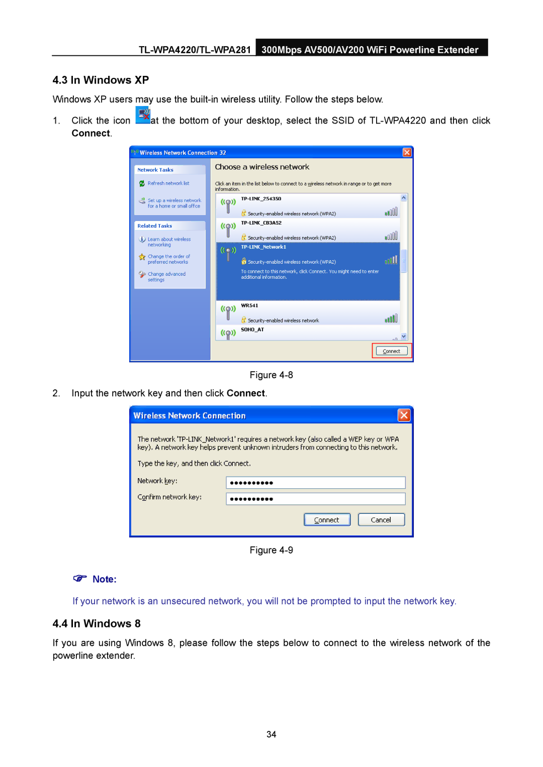 TP-Link AV200, AV500 manual Windows XP 